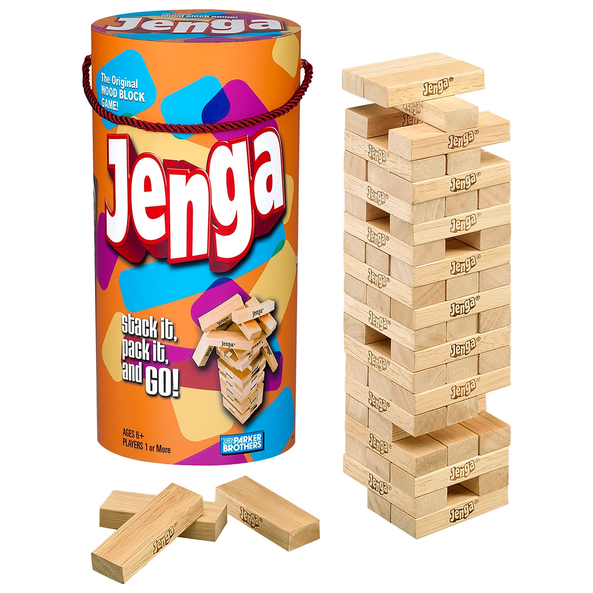 Gaming Jenga Wooden Blocks Stacking Tumbling Tower Game | Party Games for Kids & Families | Stocking Stuffers | Ages 6+ (Amazon Exclusive)