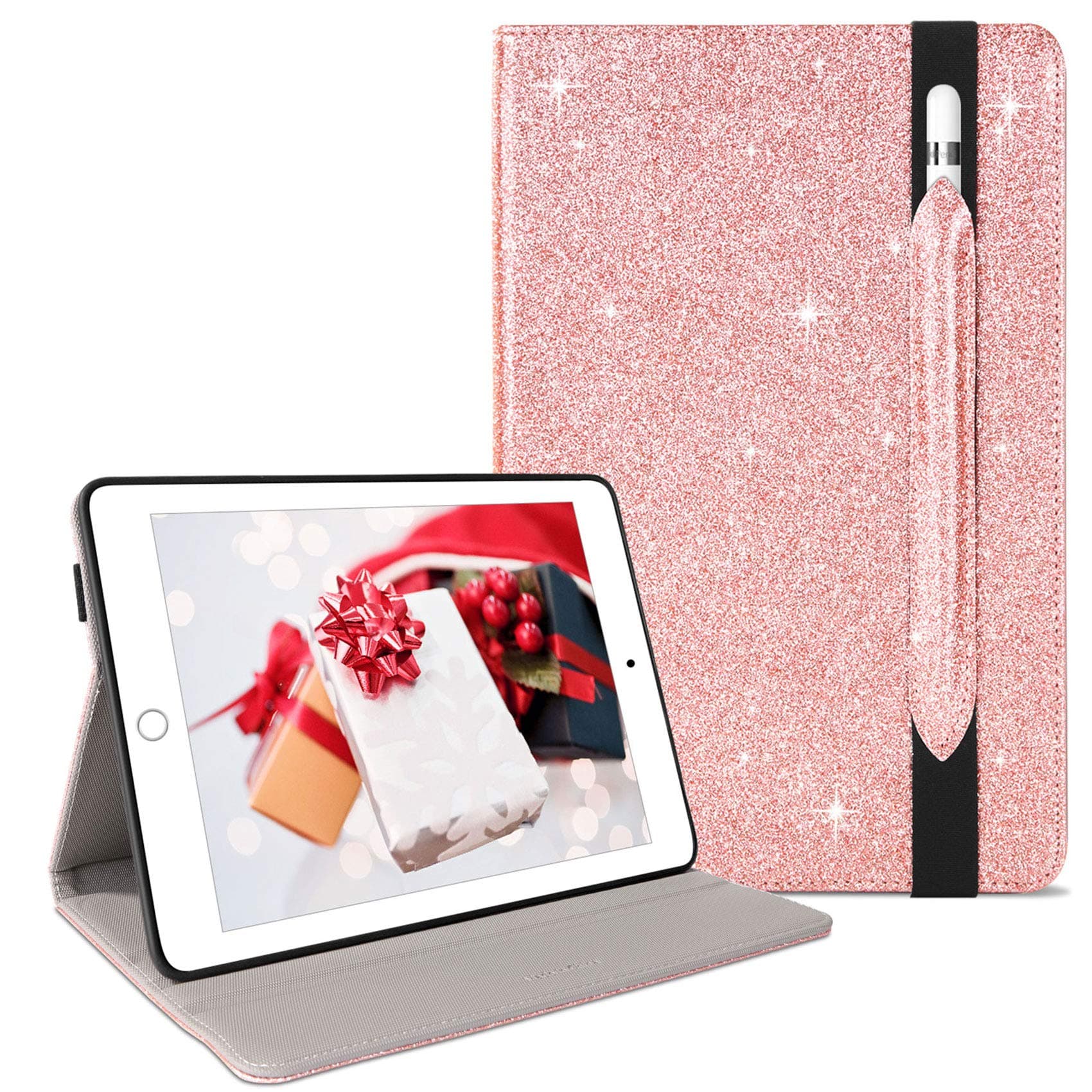 iPad Air 2 Case iPad Air Case iPad Pro 9.7 Case, GUAGUA Glitter Bling 360 Degree Rotating Stand Smart Cover Pencil Holder Folio Auto Wake/Sleep Protective Case for iPad Air 2/Air/Pro 9.7 Rose Gold