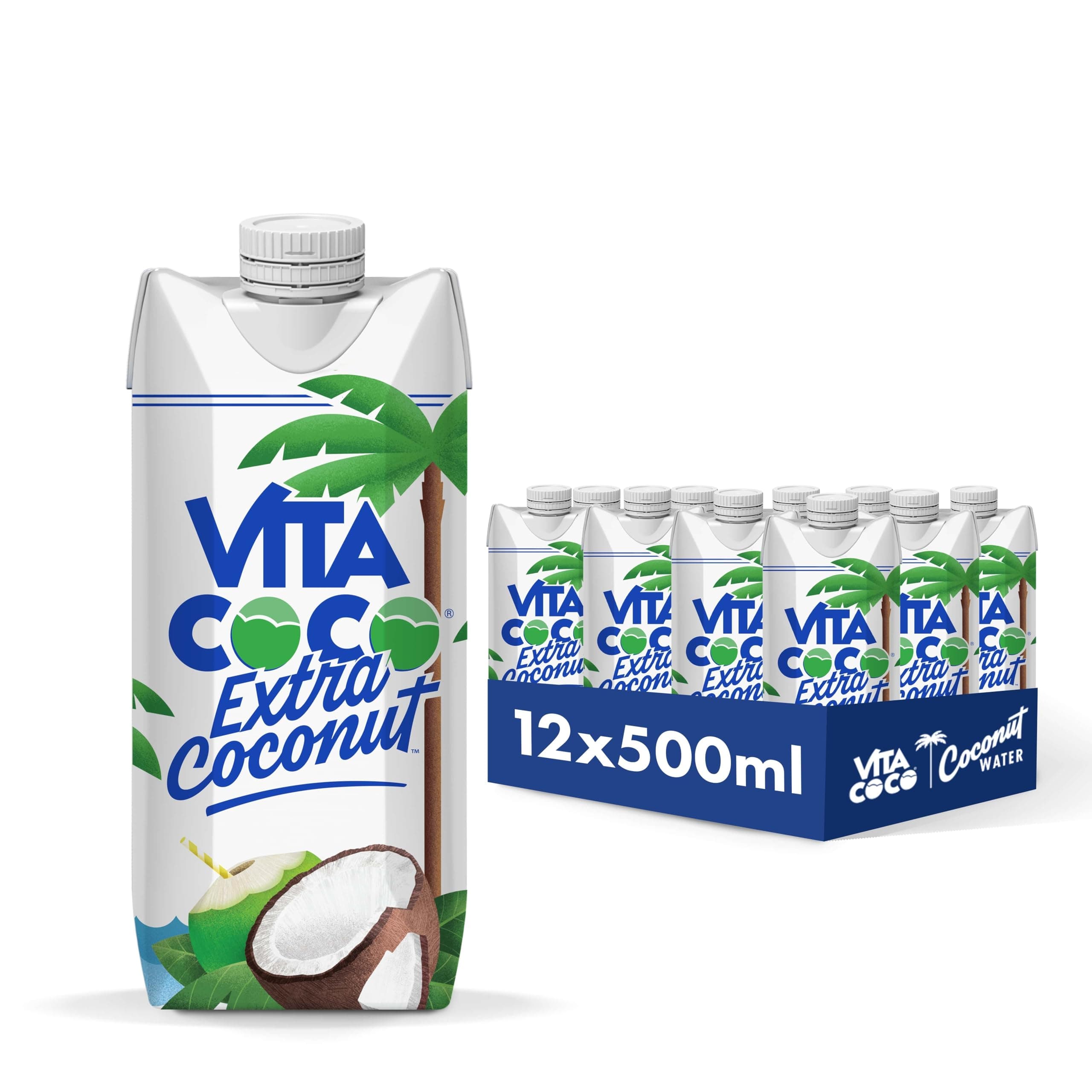 Extra Coconut Water 500 ml x 12, Pressed Coconut Water, Gluten Free, Full Of Vitamin C, Low-Calorie, Thirst Quenching Refreshment