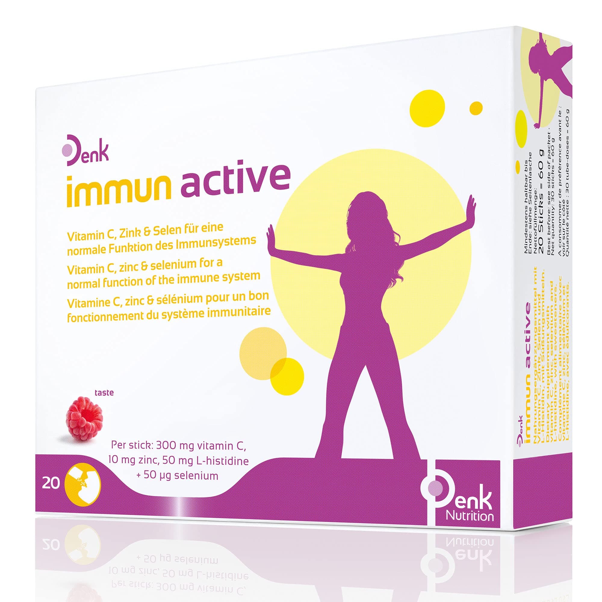 DENK Immun Active Think: Dietary Supplement with Vitamin C, Zinc, Selenium and L-Histidine to Support Immune Repellent - 20 Sticks