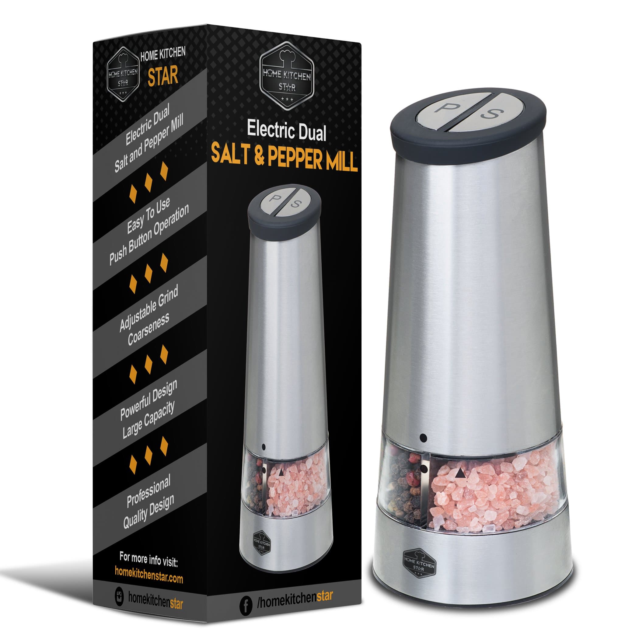 Salt and Pepper Grinder Refillable 2 in 1 Salt and Pepper Shakers with adjustable Coarseness, Acrylic Salt and Pepper Shakers with Ceramic Mechanism