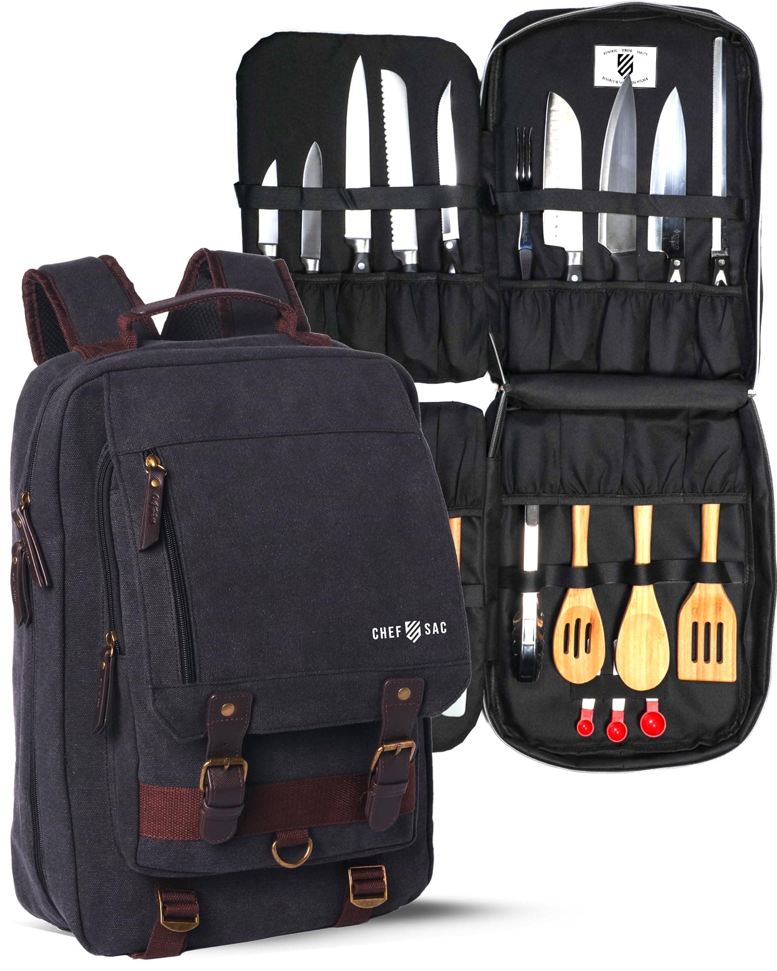 Retro Backpack | 20+ Slots for Knives & Tools | Sturdy Knife Bags For Chefs & Culinary Work