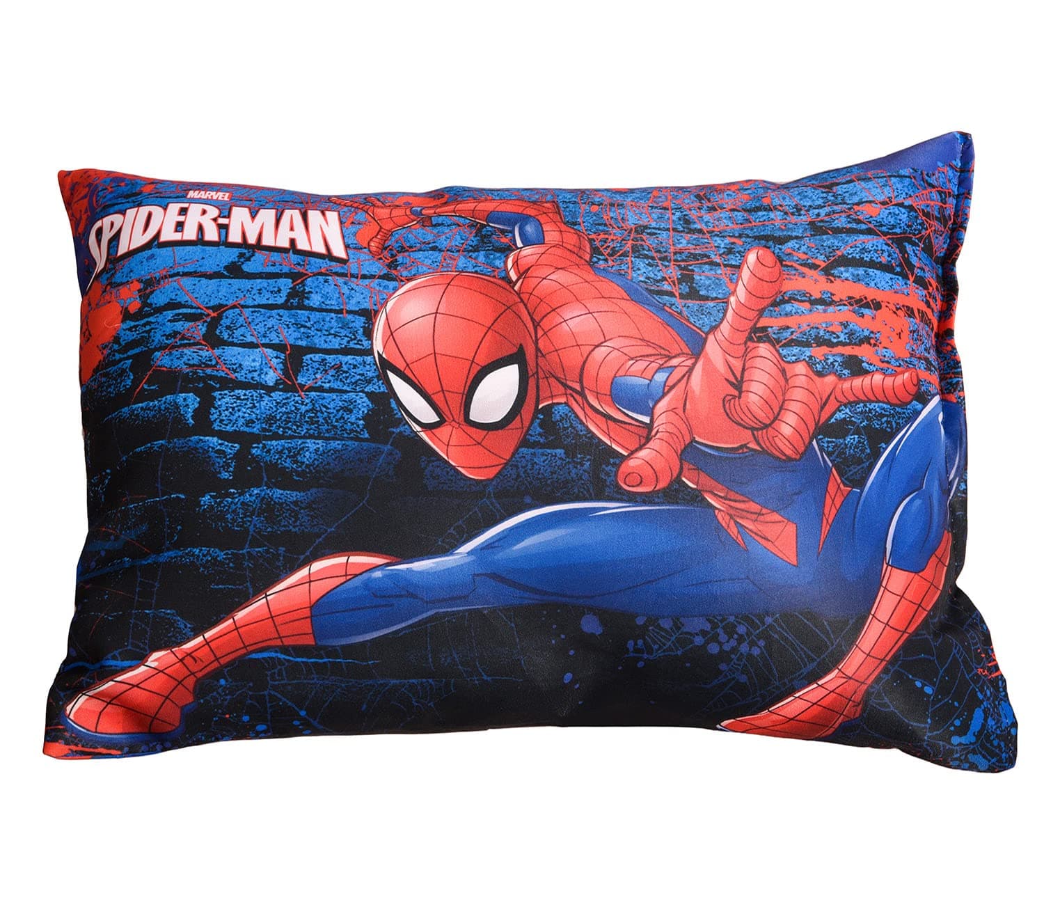 Kuber Industries Marvel Spiderman Print Kid's Pillow|Polyester Super Soft Kids Pillow for Sleeping & Travel,12 x 18 Inch,(Navy Blue)