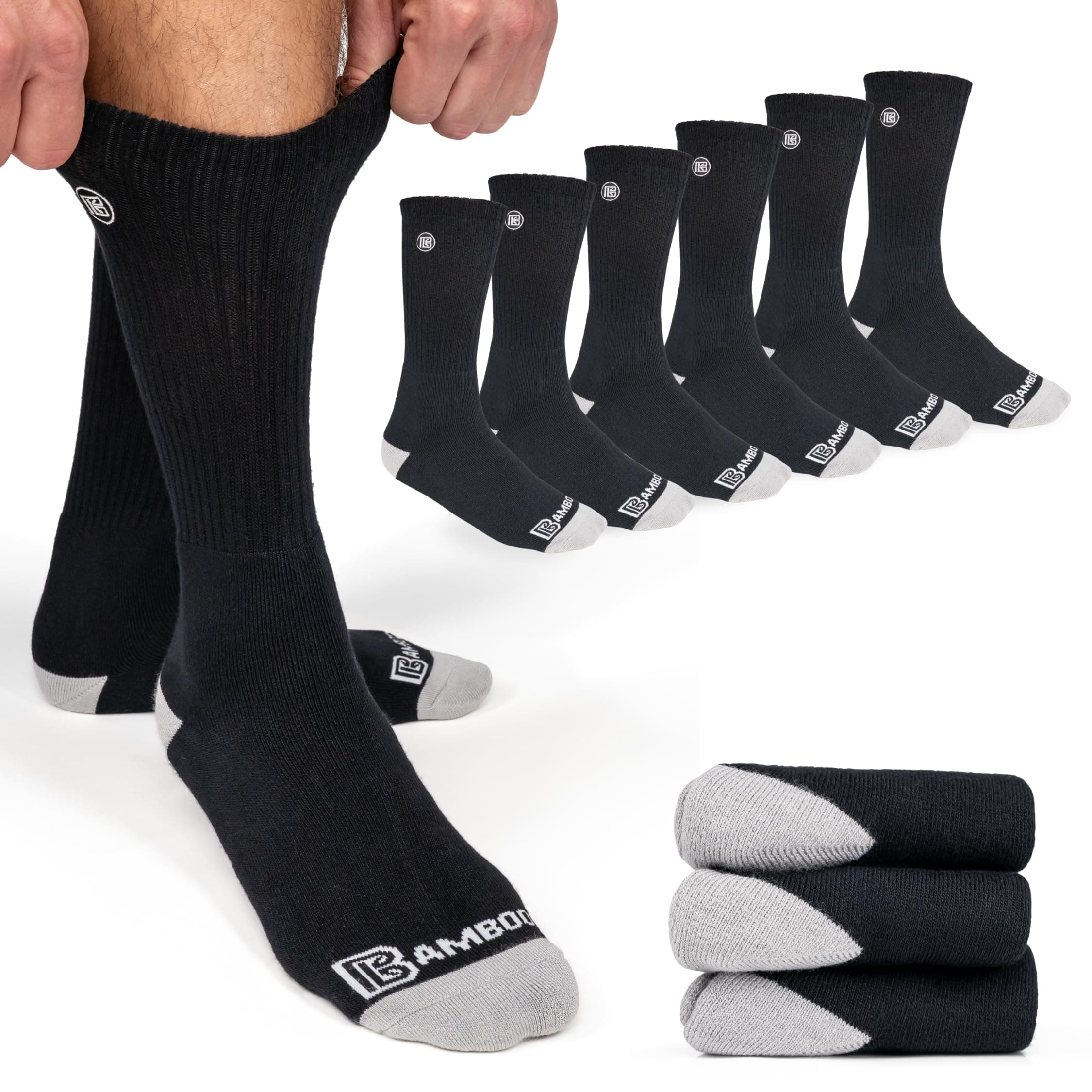 - Premium Bamboo Rayon Crew Work Socks- Moisture Wicking, Odor Eliminating Crew Socks for Men