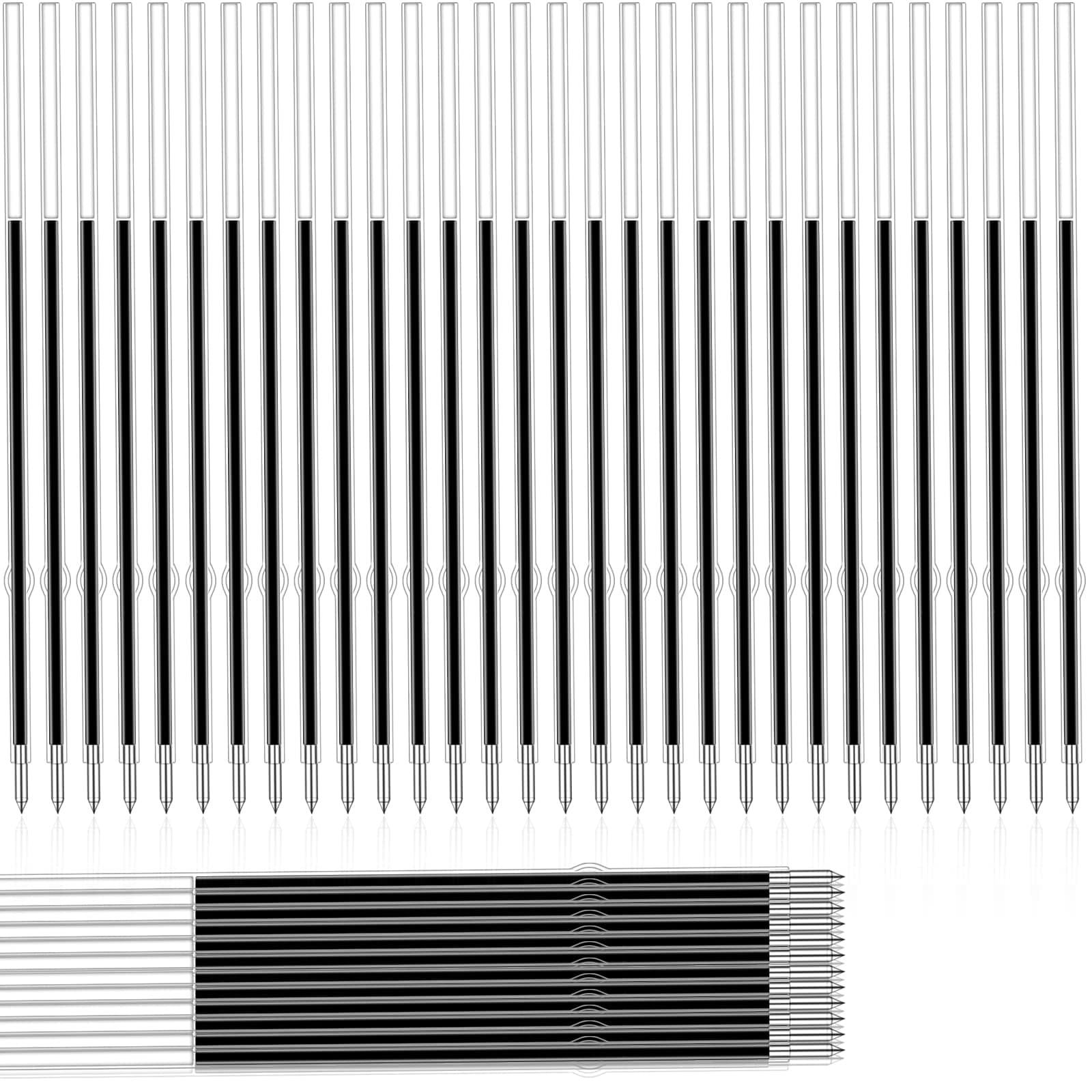 60 Pcs Retractable Pen Refills Black Ballpoint, 0.7mm Black Ballpoint Refills, Smooth Biro Ink for Office Signatures and Study Writing