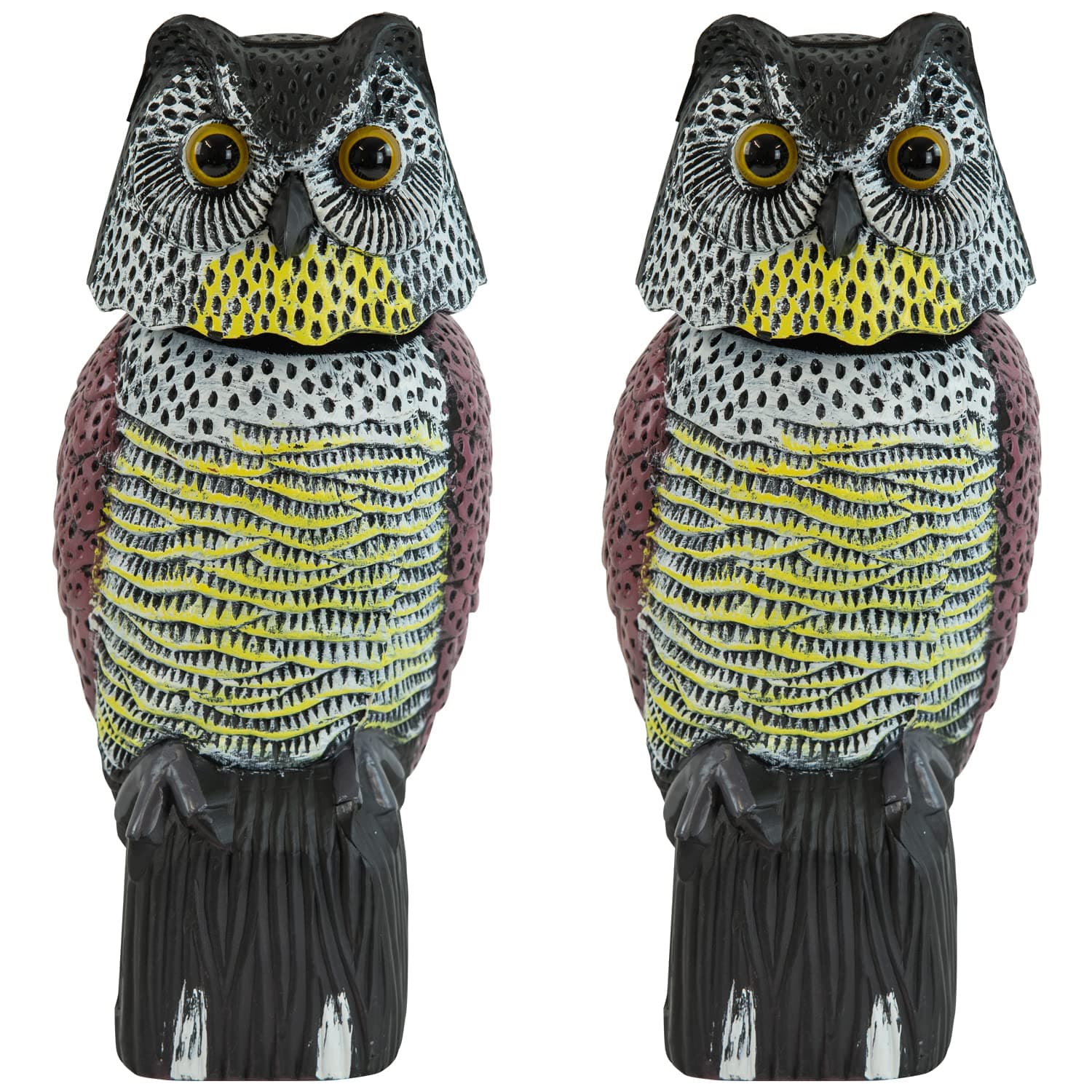 2 X Woodside Large Realistic Owl Decoy With Rotating Head Bird/Pigeon/Crow Scarer