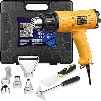 SEEKONE Heat Gun 1800W Heavy Duty Hot Air Gun Kit With Carry Case Variable Temperature Control 122℉-1112℉(50℃- 600℃) Overload Protection with 4 Nozzles for Crafts, Shrinking PVC, Stripping Paint