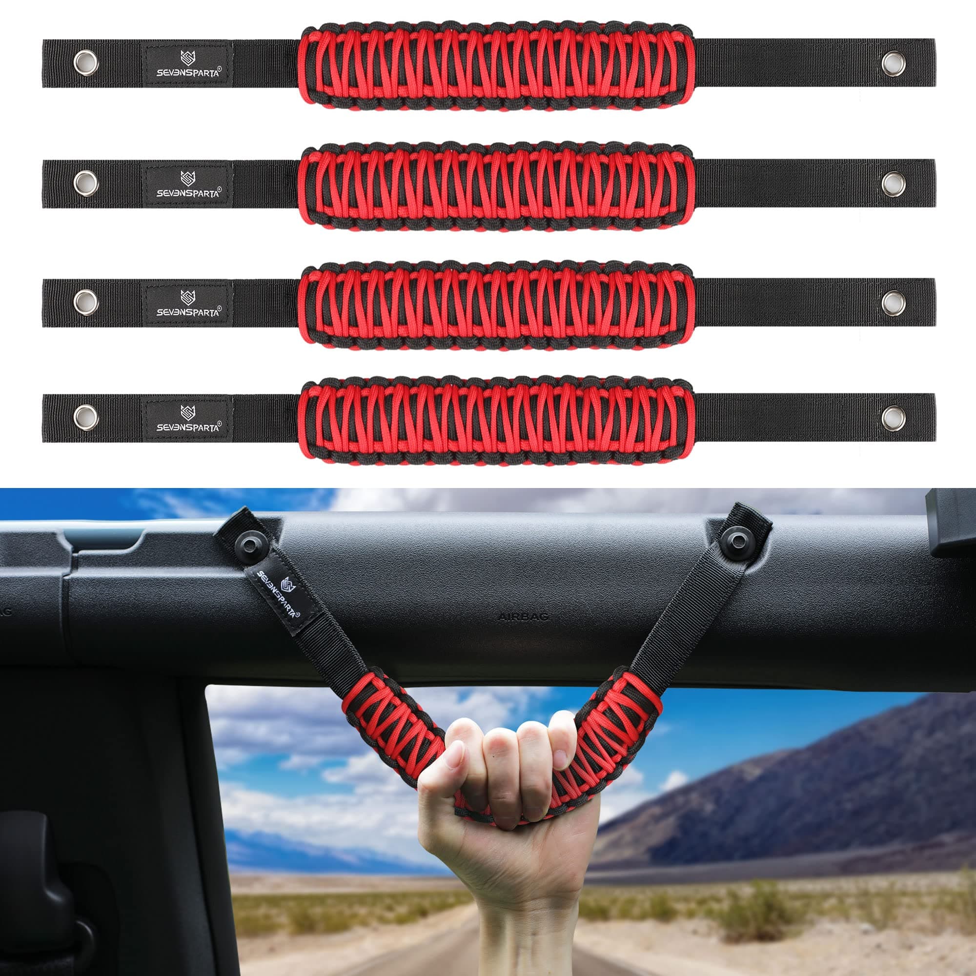 4 Pack Roll Bar Grab Handles for Ford Bronco 2021-2024 2/4 Door, Paracord Grip Handle, Interior Accessories (Not for Bronco Sport)