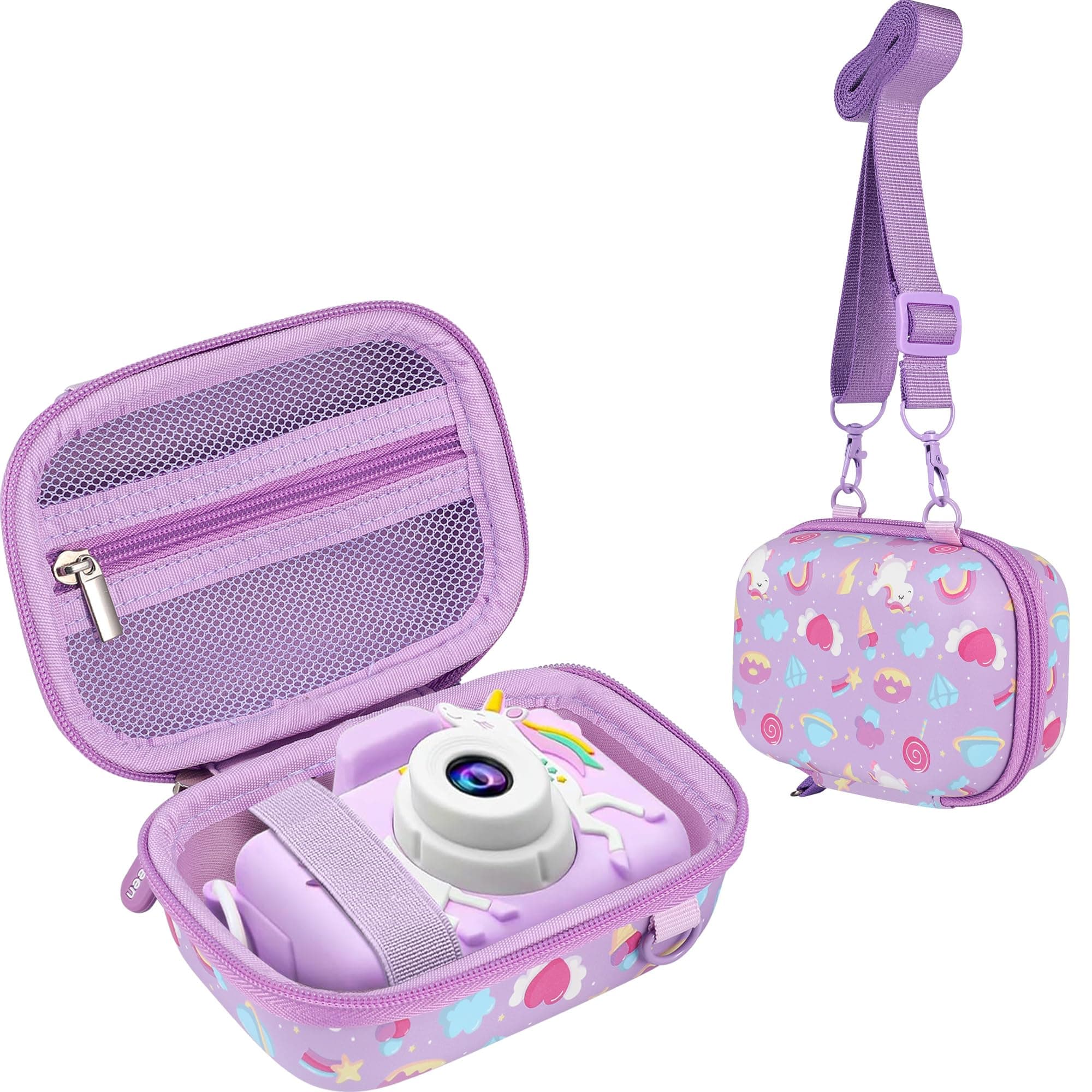 Kids Camera Case Compatible with Goopow/Dwfit/Slothcloud/Colofree/KIZJORYA Kids Camera Toys and Children Digital Video Camera,Best Christmas and birthday gifts-Purple Unicorn(Case Only)