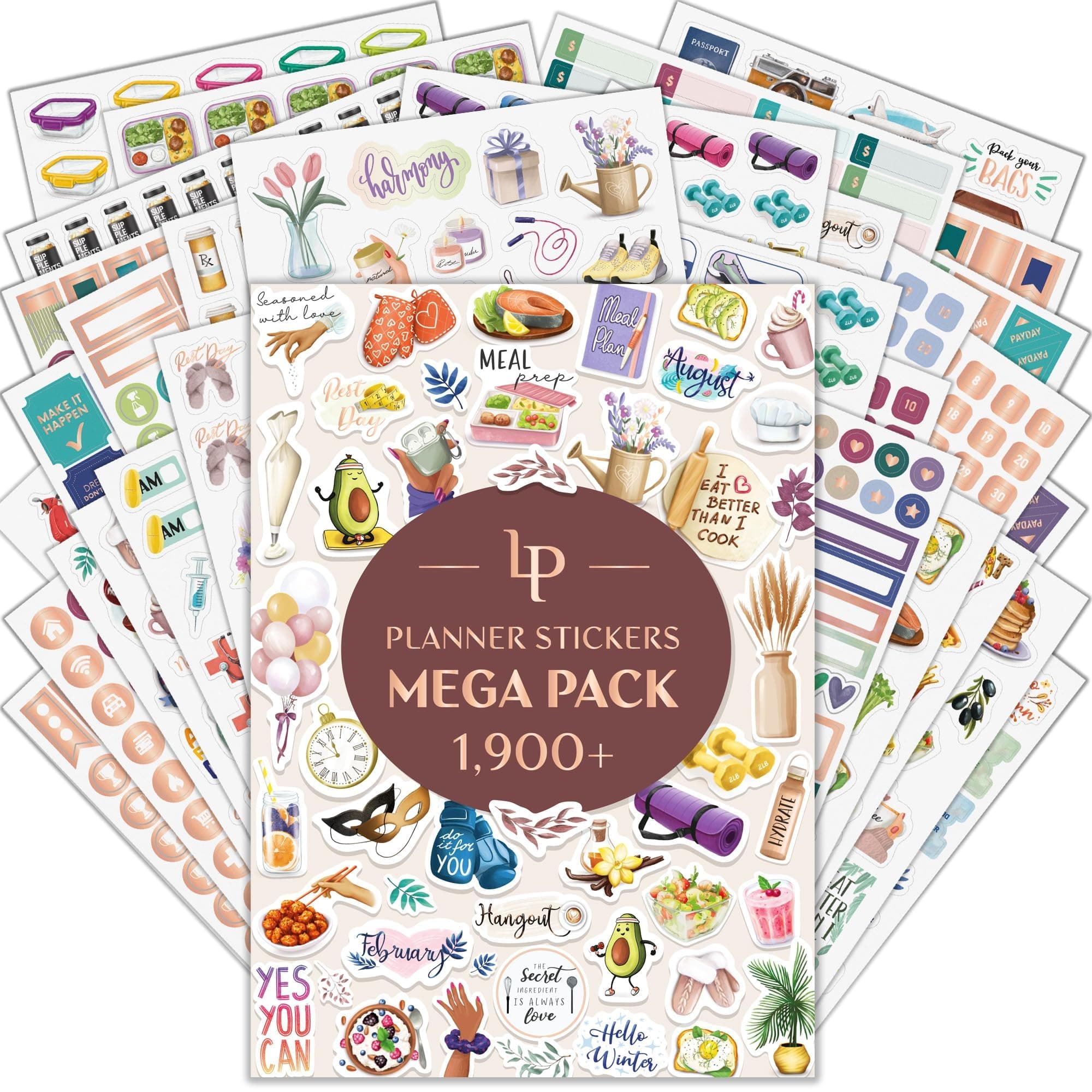 Legend Planner Mega Sticker Pack – 1,900+ Small Stickers for, Journal & Calendar – Aesthetic, Inspirational, Seasonal, Dates, Months, Holidays, Wellness & Budget Stickers – Accessories