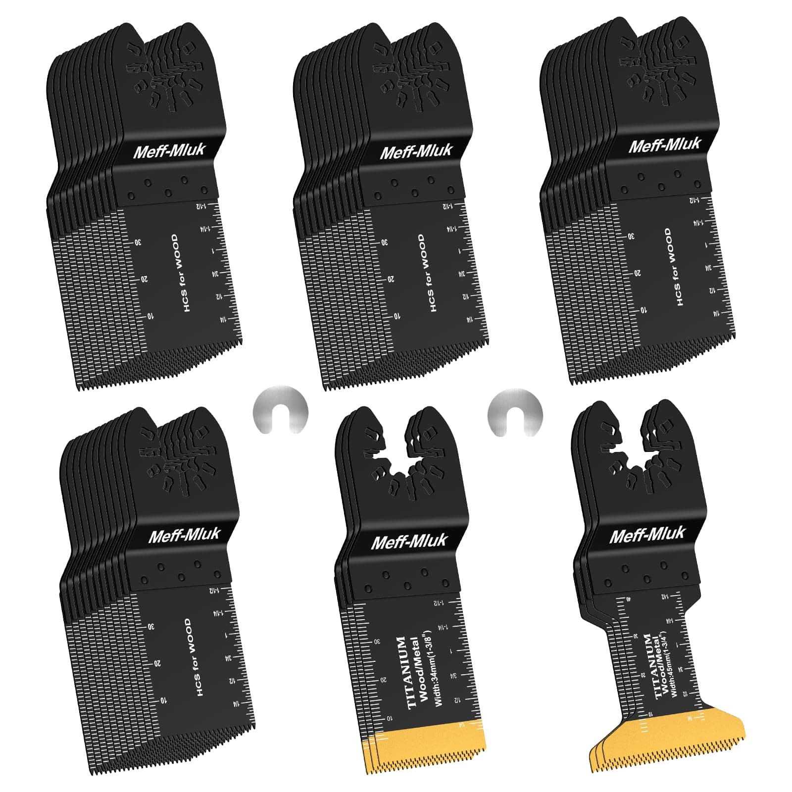 – 50PCS Oscillating Tool Blades, Professional Universal Titanium Multitool Blades for Wood Plastics Metal Cutting, Quick Release Multi Tool Blade Kits Fit DeWalt Makita Dremel and More