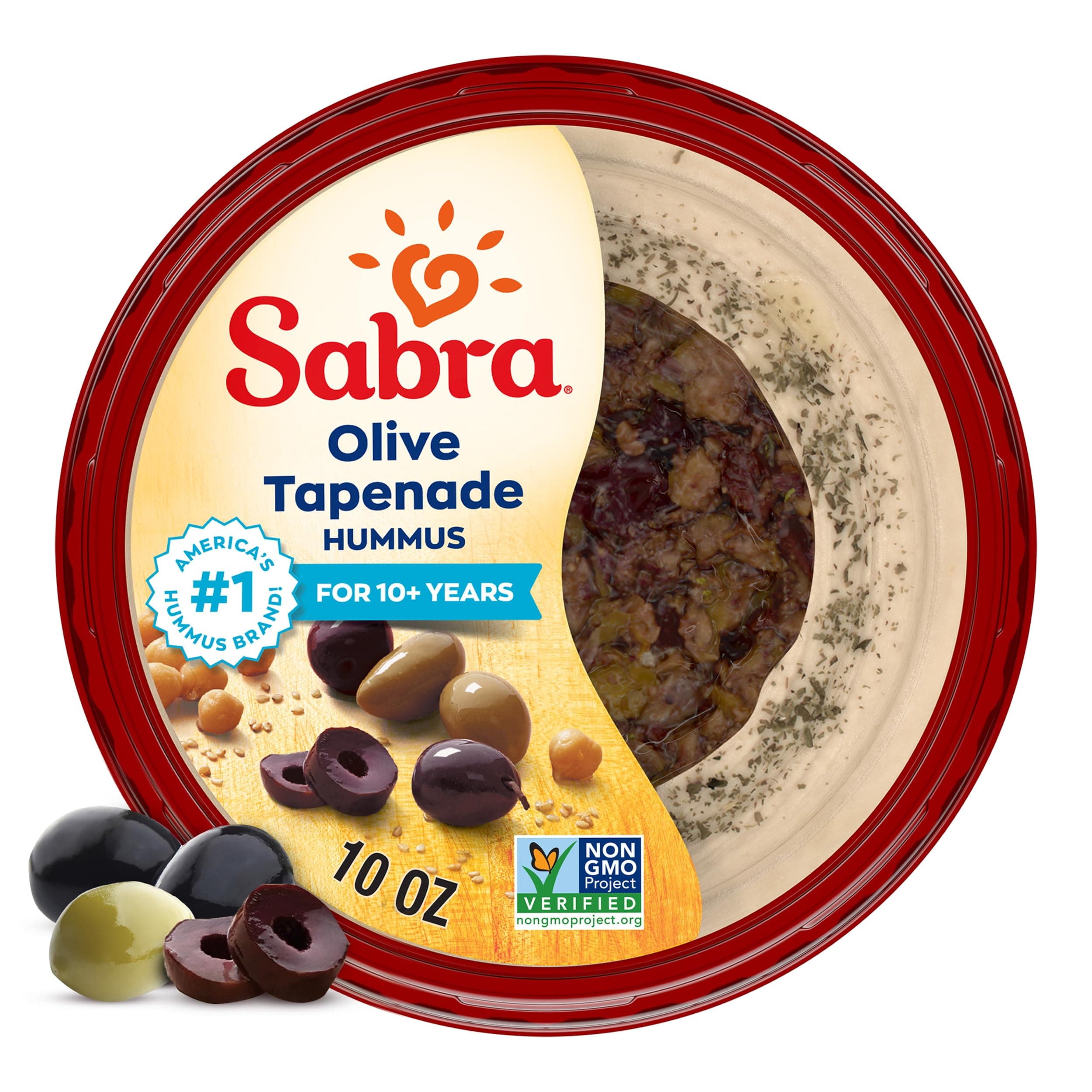 Sabra Olive Tapenade Hummus Dip for Snacking and Sharing, 10 Oz - Great Hummus for Spread, Snacks & Lunches - Non-GMO, Dairy-Free, Vegan, Vegetarian, Kosher & Gluten-Free