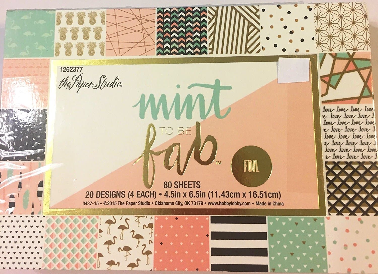Mint To Be Fab, 4.5x6.5 Scrapbooking Paper, Foil,Pineapples,Flamingos,Feathers 80 sheets