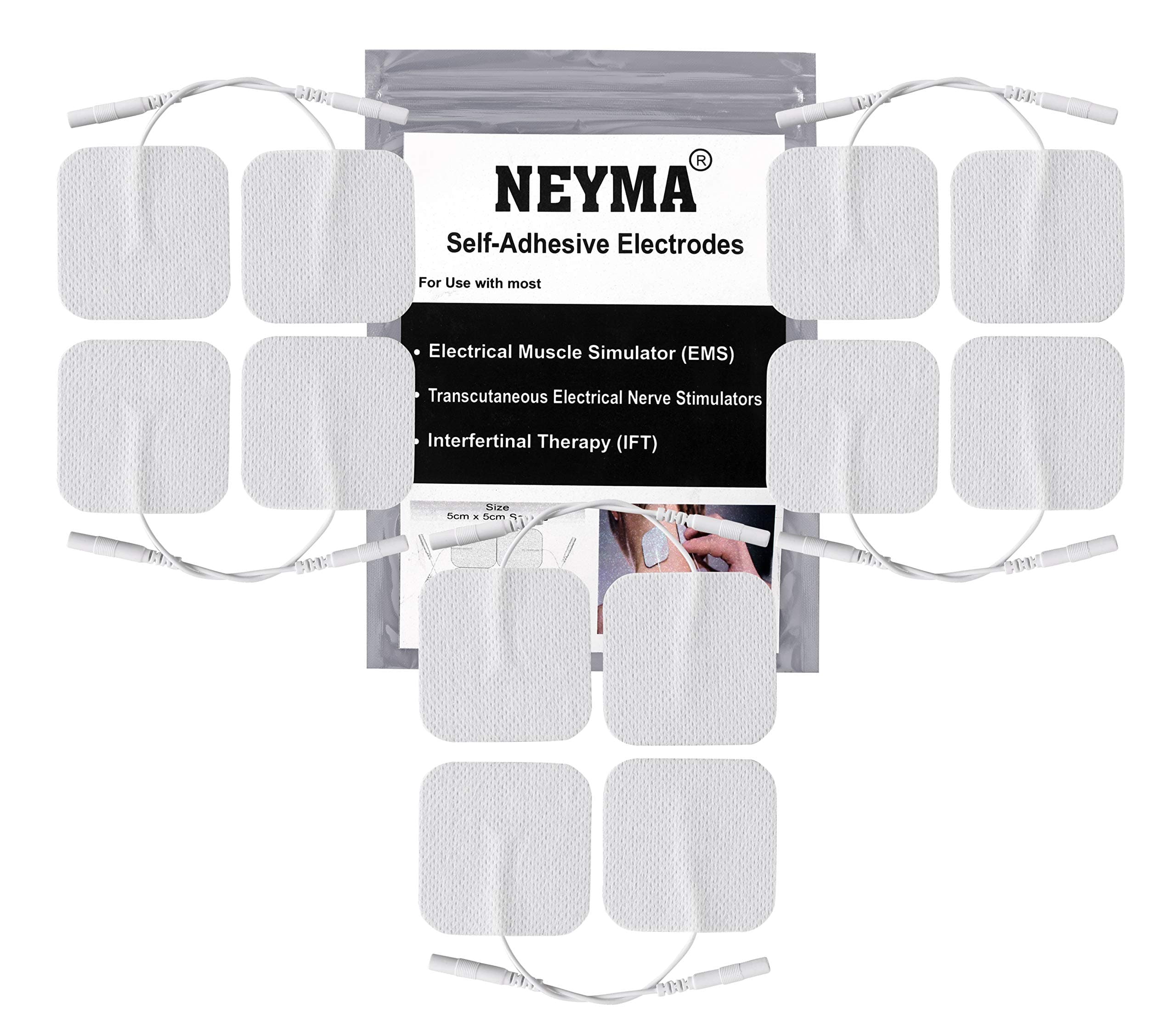 NEYMA Self Adhesive Electrode Pads for Electronic Stimulator,IFT,Tens and EMS Sticky Pads (5cm, White) -Pack of 3
