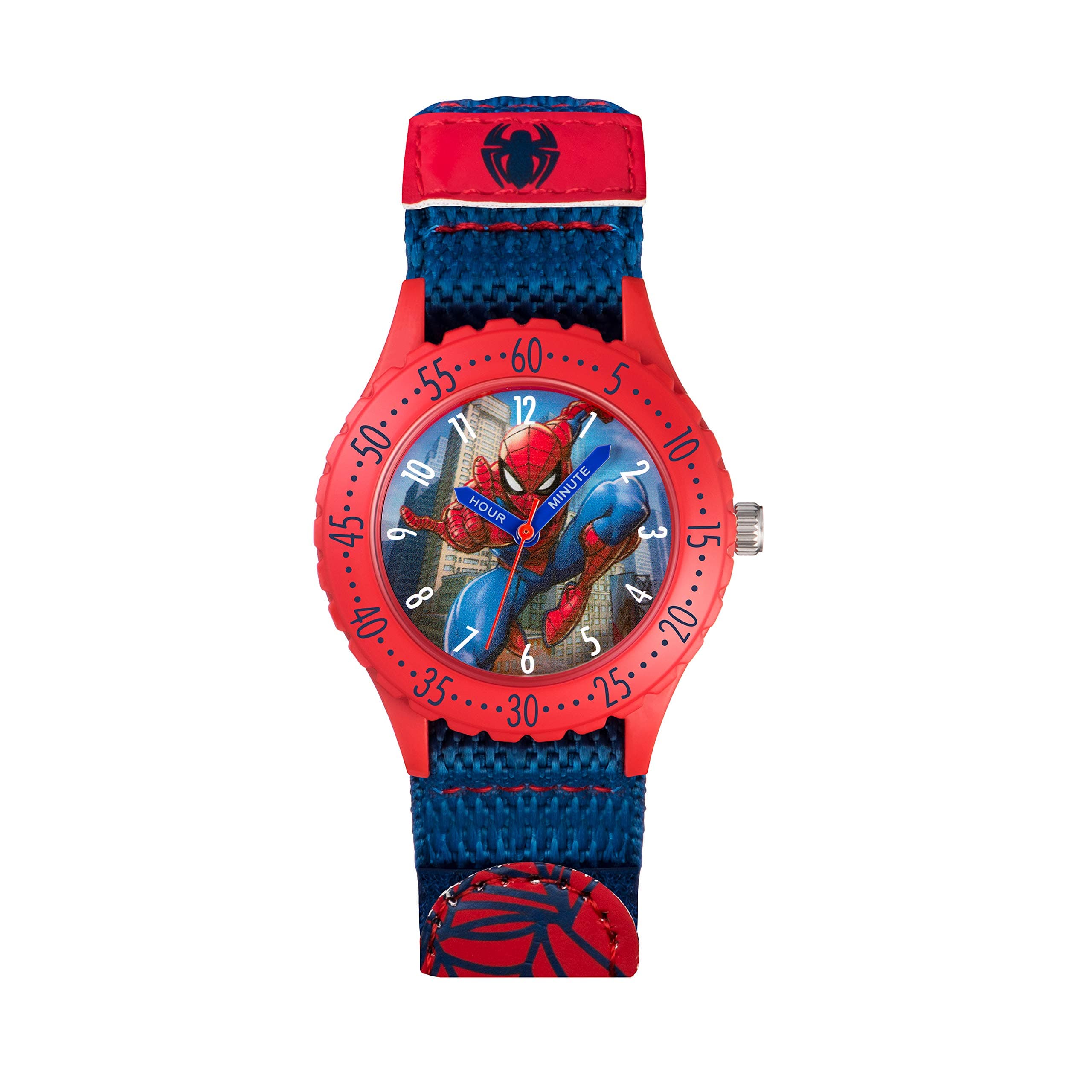 Spiderman Children's Quartz Watch with Multicolour Dial Analogue Display and Blue Rubber Strap SPD3495
