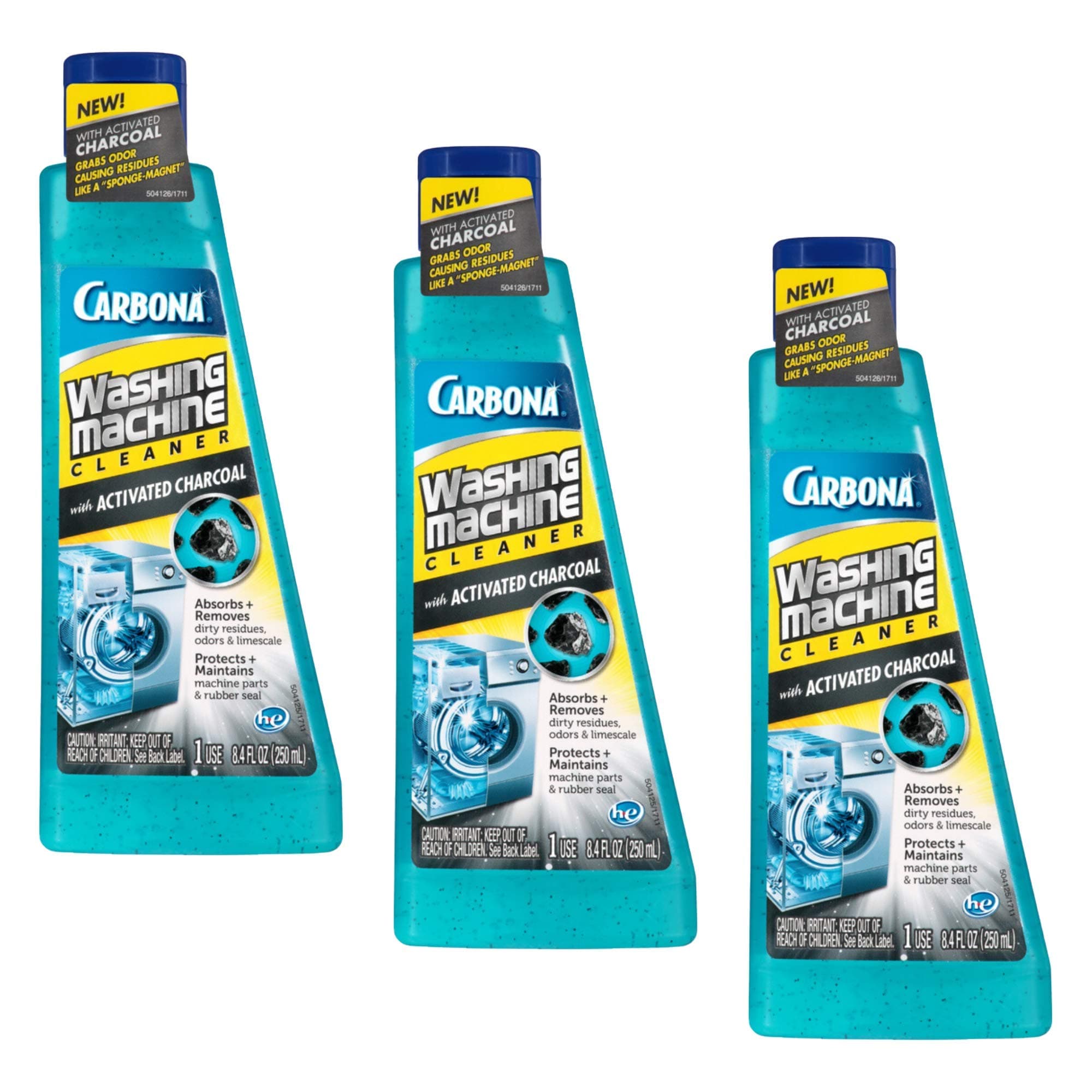 Washing Machine Cleaner with Activated Charcoal | Removes Odor-Causing Residues | Works in Standard & High Efficiency Washing Machines | 8.4 FL Oz, 3 Pack
