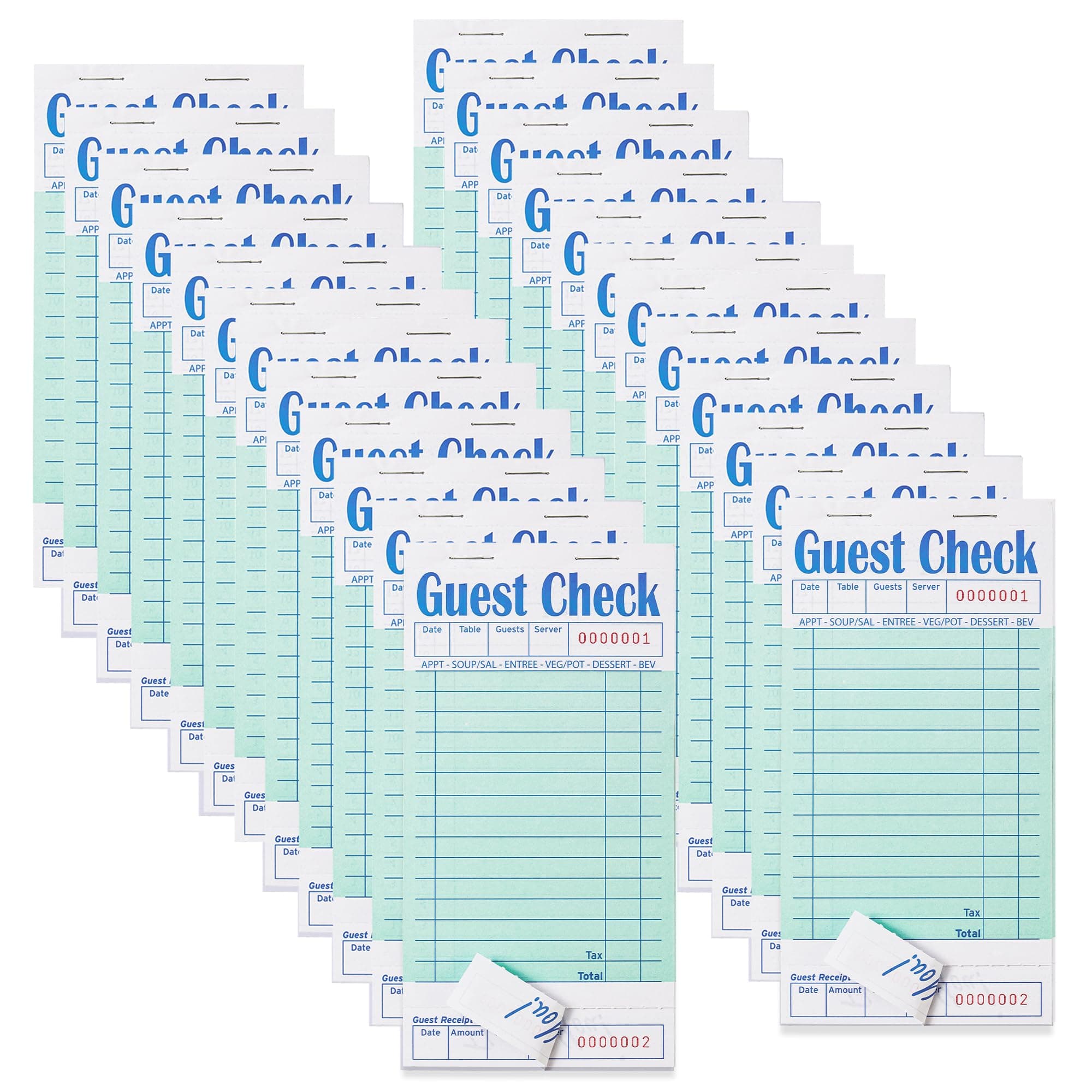 ZPARIK 24 Pack Guest Checks Books for Servers Server Note Pads, Waitress Notepad for Restaurants, Waiter Checkbook, Paper Checks 50 Sheets/Pack, 1200 Total Tickets Green