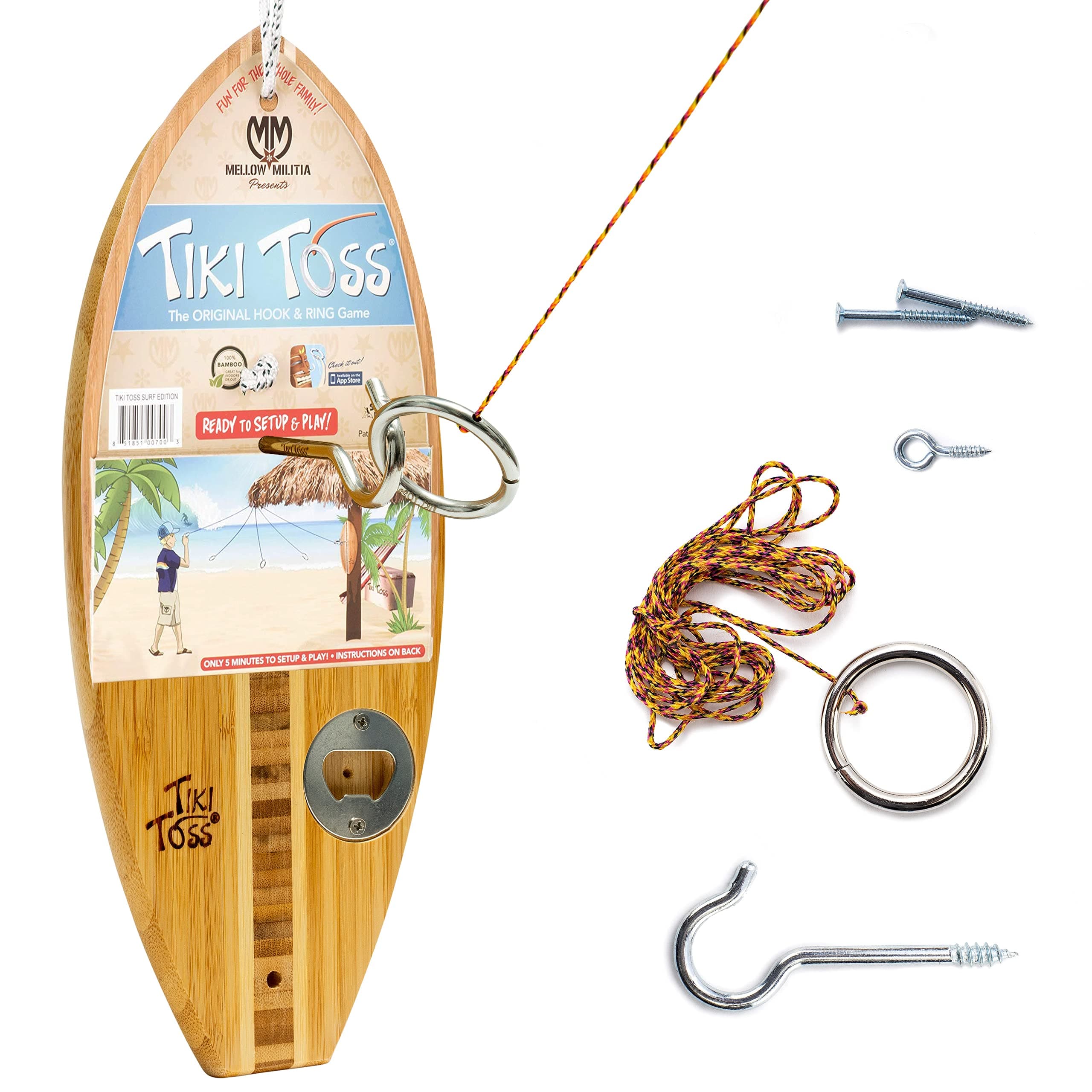 Tiki Toss Hook and Ring Toss Game (Surf Editions) with Bottle Opener