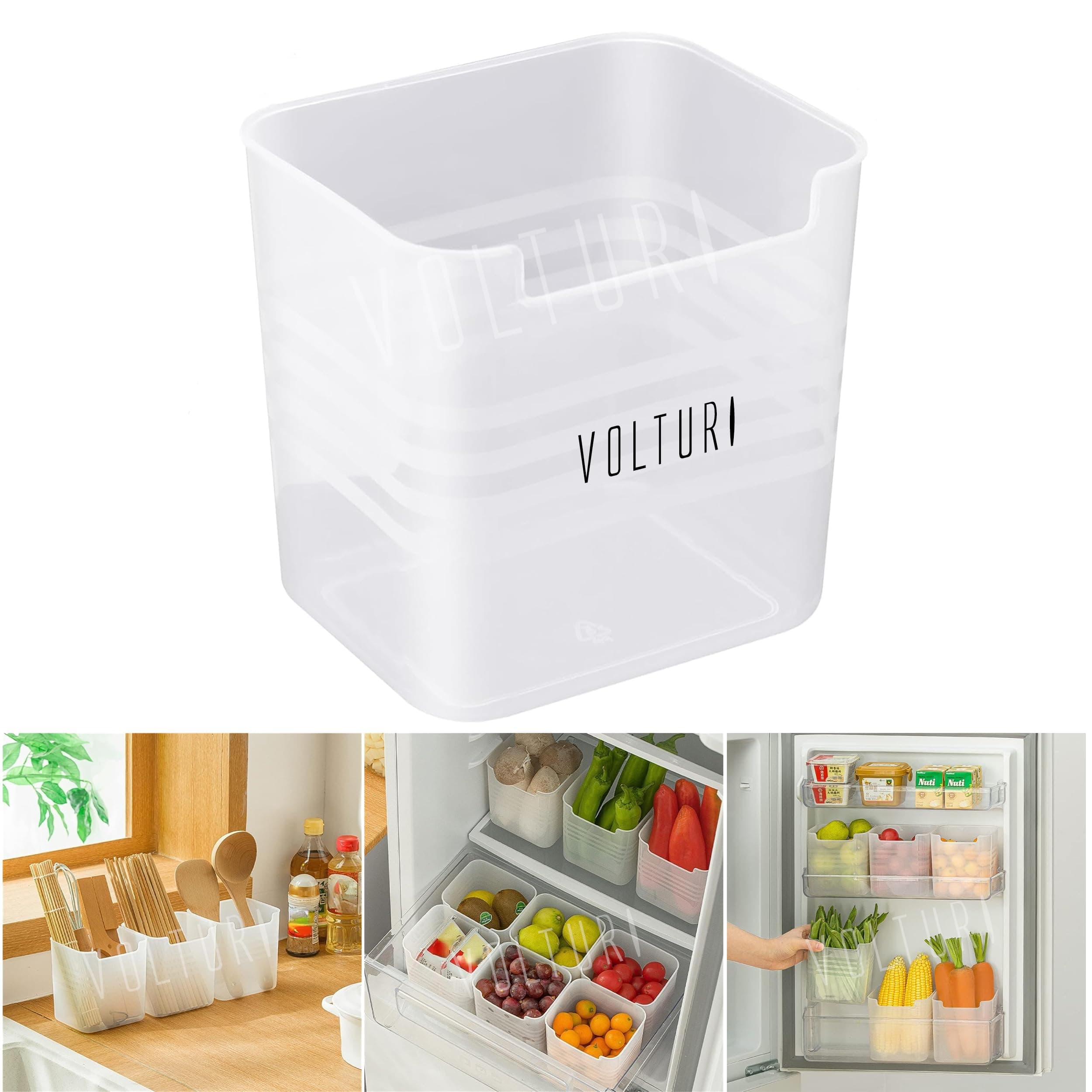 VOLTURI Fridge Storage Containers (Pack of 6), Kitchen Storage Box for Pulses, Cereals, Grains, Dry Fruits, Pantry Organization, Kitchen Accessories Items for Home, Food Grade