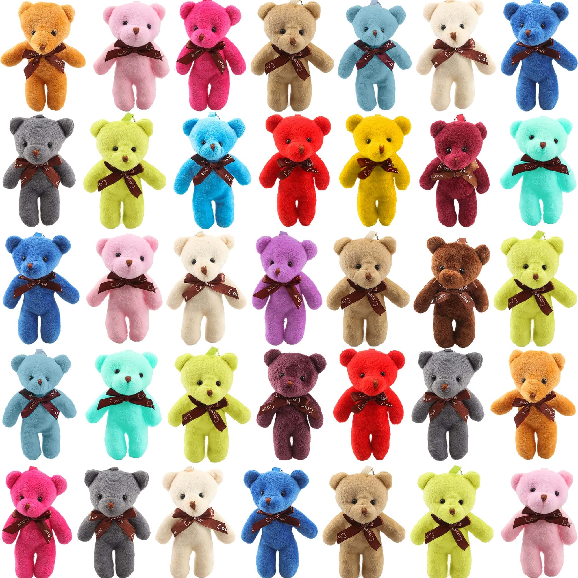 Haconba51 Packs Mini Teddy Bear Toy Plush Stuffed Tiny Bear Doll for DIY Keychain Birthday Wedding Xmas Party Favor, 17 Colors