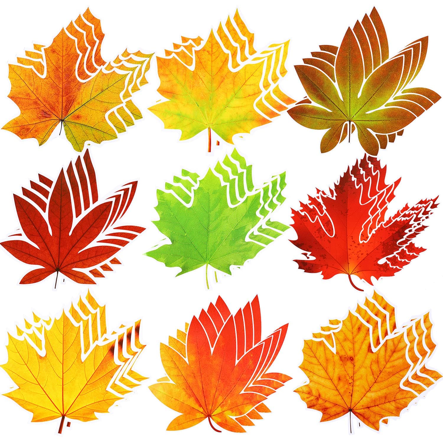 Outus Fall Bulletin Board Decorations Fall Cutouts for Classroom Leaves Cutouts Artificial Leaves with Glue Point Dots for School Thanksgiving Party Decoration, 5.9 x 5.9 Inch(90 Pieces)