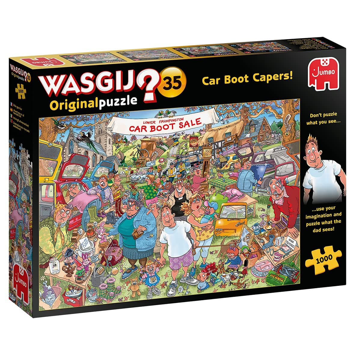 Wasgij Original 35, Car Boot Capers - 1000 Piece Jigsaw Puzzles for Adults - Fun, Challenging & Brainteasing Adults Jigsaw Puzzle - Uncover the Puzzle - 100% Recycled Cardboard - 1000pcs - Jumbo