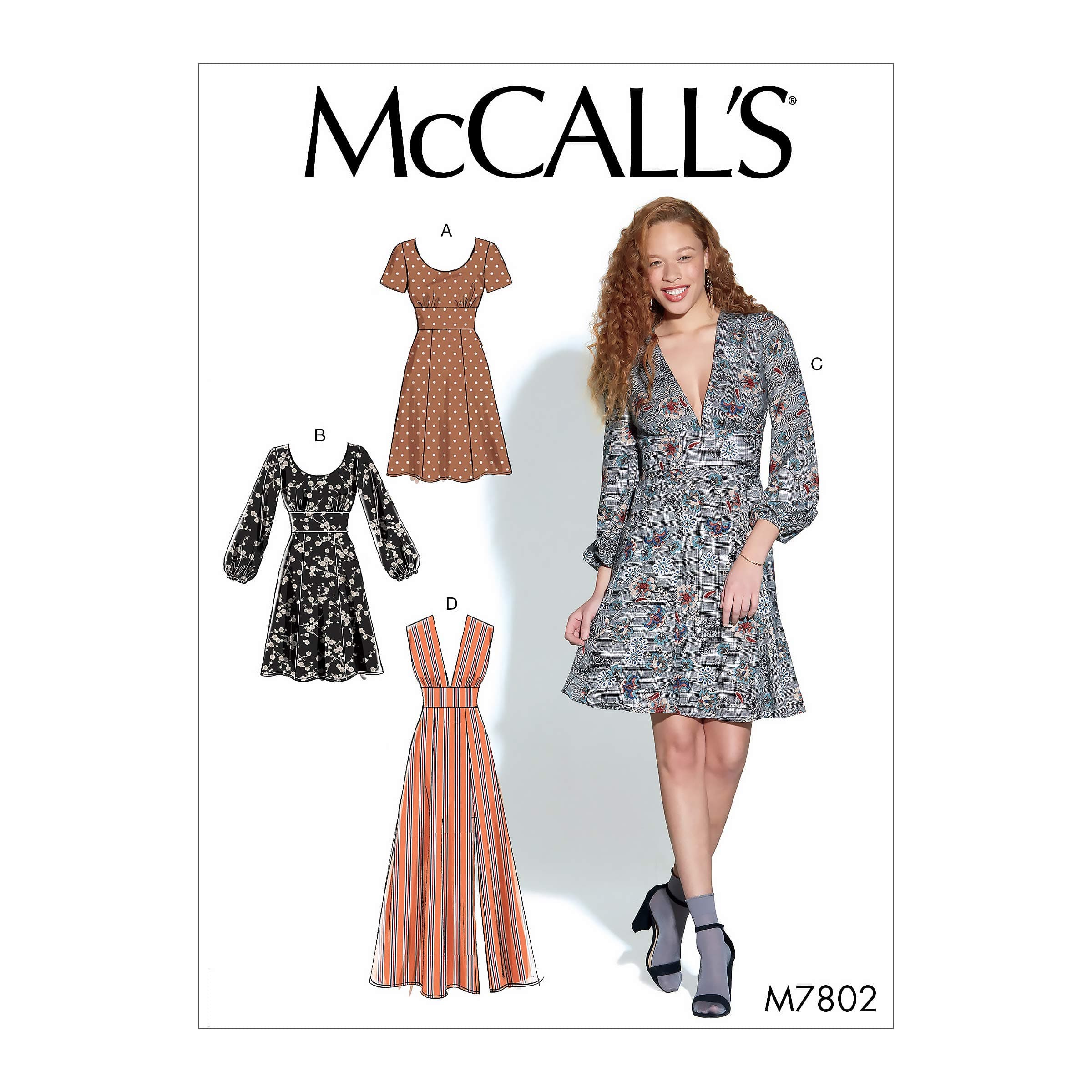 McCall's Patterns McCall's M7802E5 Women's Open Neckline Dress Sewing Patterns, Sizes 14-22, 14-16-18-20-22, White