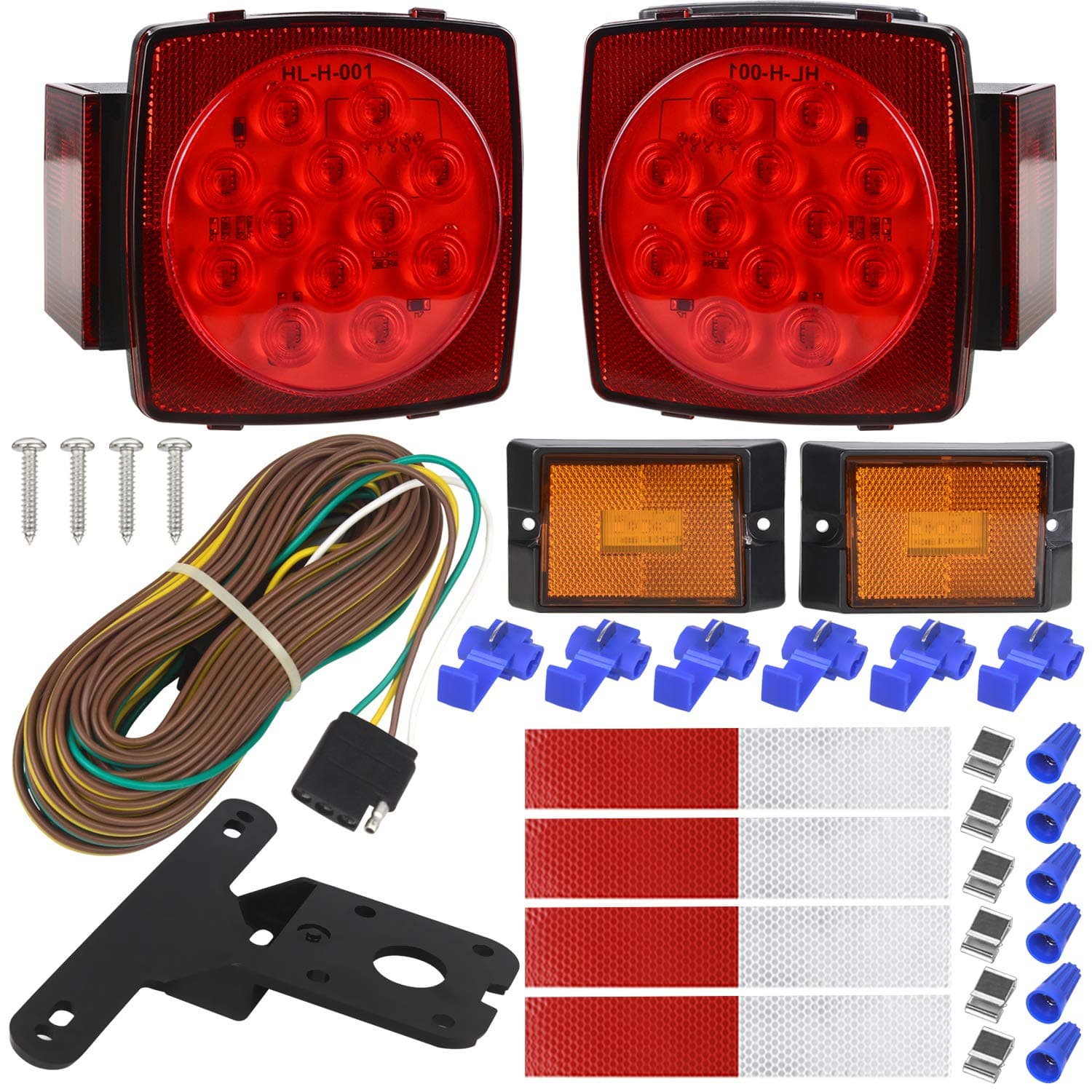 LINKITOM Submersible LED Trailer Light Kit, Super Bright Brake Stop Turn Tail License Lights for Camper Truck RV Boat Snowmobile Under 80" Inch, IP68 Waterproof, DOT Compliant