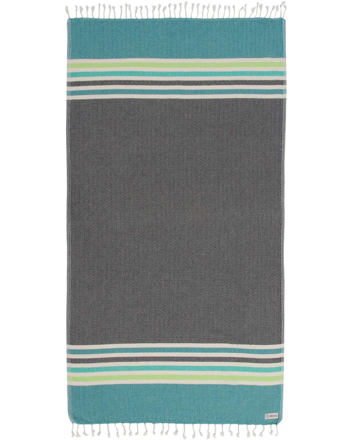 Sand Cloud Turkish Beach Towel - Sand Free - Fast Drying -100% Certified Organic Turkish Cotton Yarn - Great for Beach Bath or as a Blanket - As Seen on Shark Tank - Chains (Black)