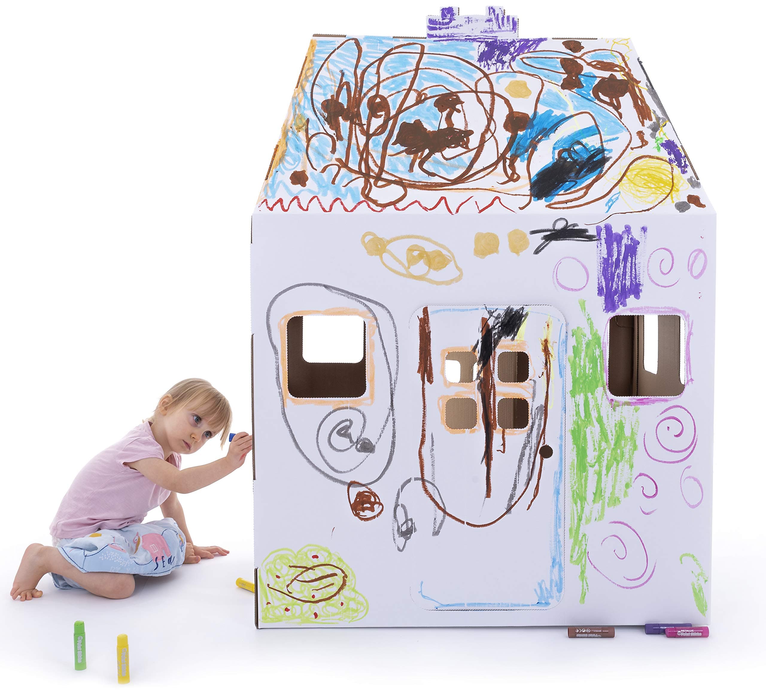 Kid-Eco Cardboard House Playhouse Kit - White