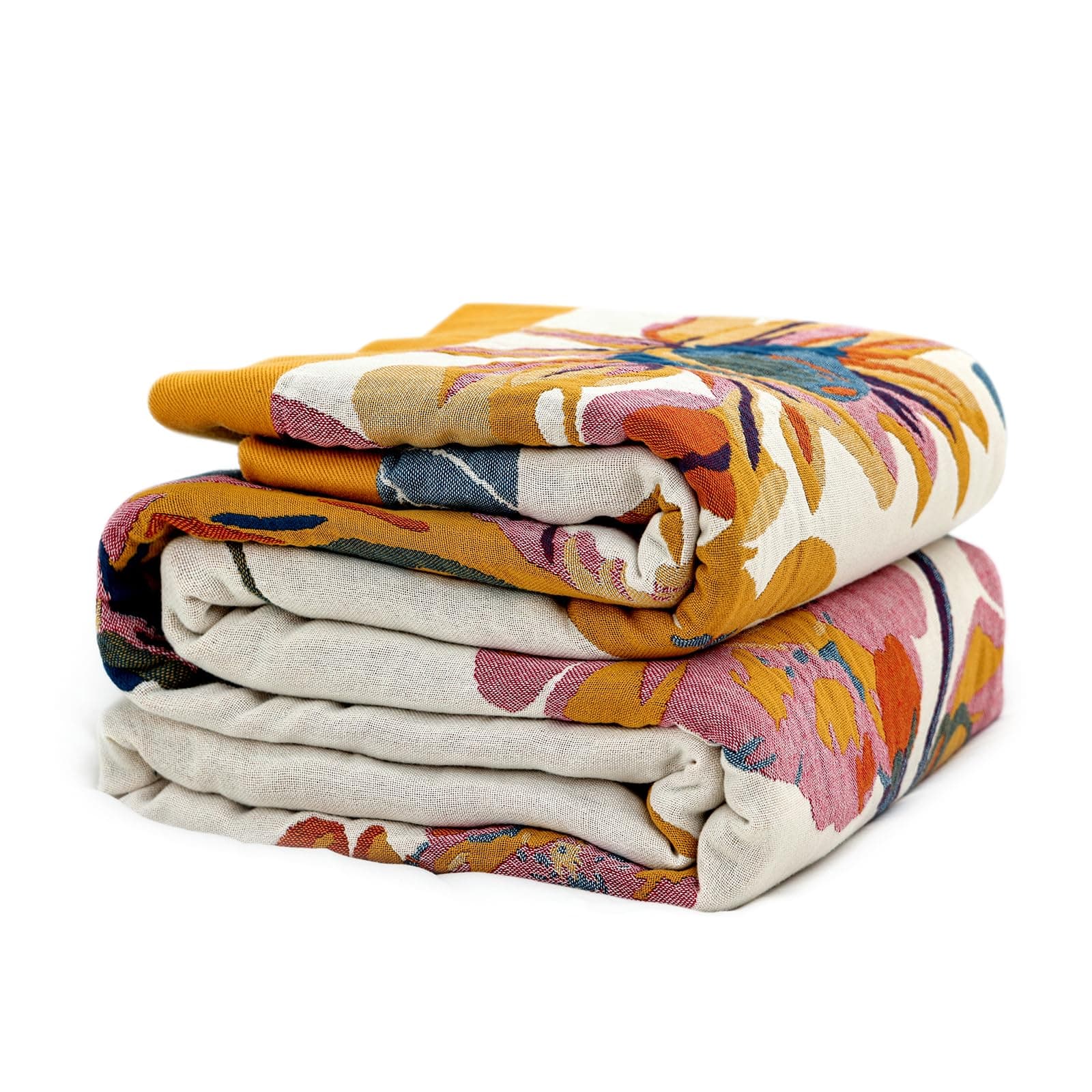 Boho Throw Blanket for Couch 100% Cotton Soft Breathable Butterfly and Floral Double Embroidery Spring Throw Blanket,50"x60" All Season Reversible Throws for Sofa Chair Bohemian Decor for Livingroom