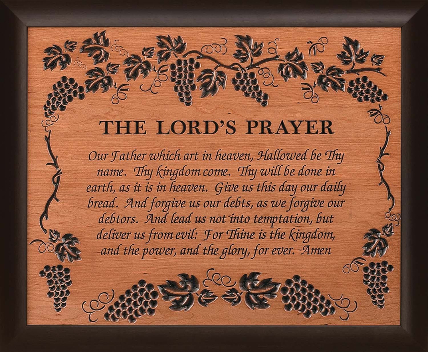 P. Graham Dunn The Lord's Prayer Grape Vine 28 x 36 Wood Twotone Carved Wall Mounted Plaque