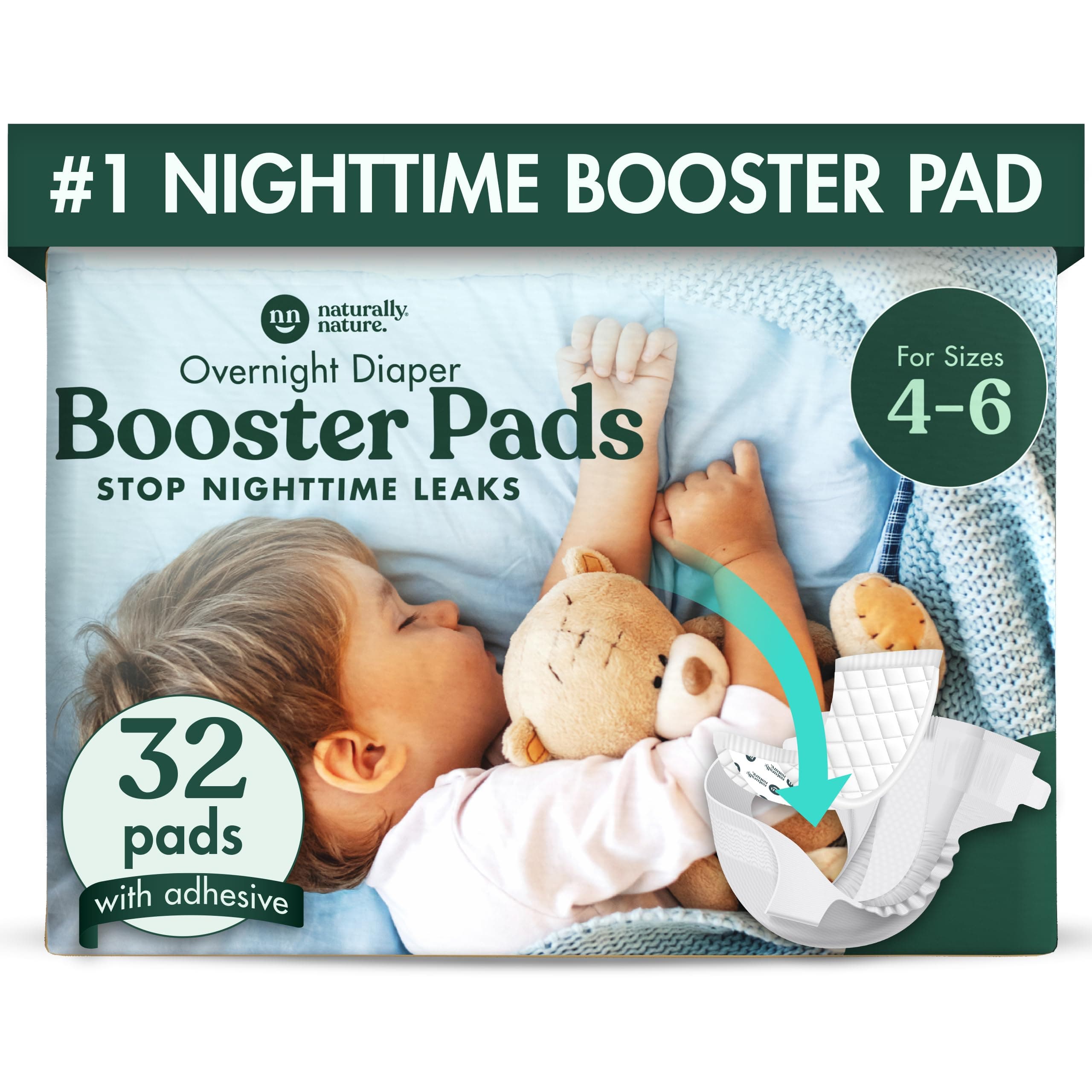 Overnight Diaper Doubler Booster Pads with Adhesive for Pull-on & Regular Diapers | Nighttime Leak Protection for Heavy Wetters and Active Sleepers for Boys & Girls