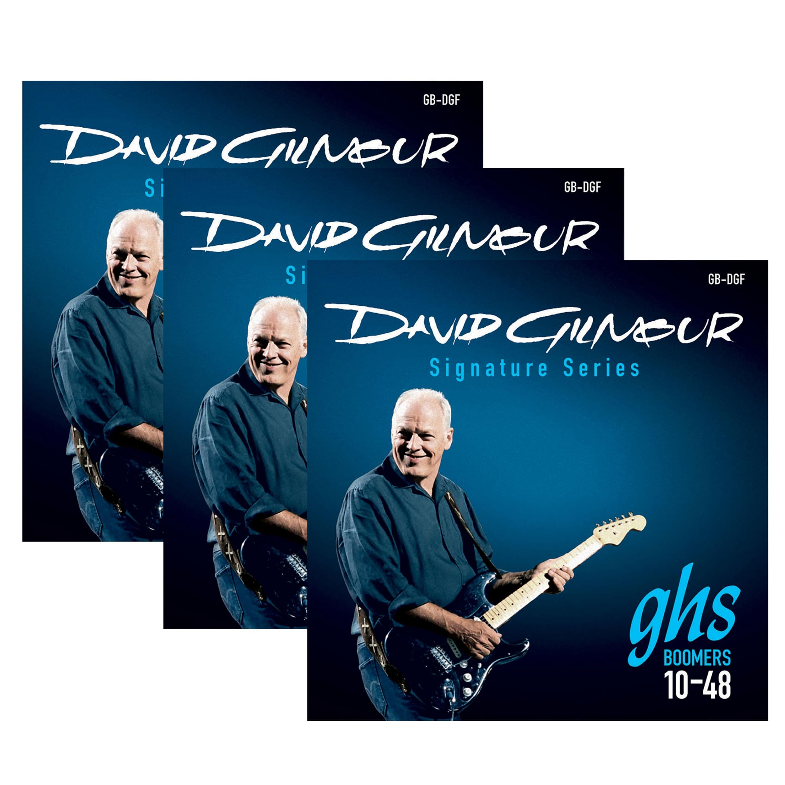 GB-DGF David Gilmour Signature Blue Electric Guitar Strings – Light Gauge 10-48 – Signature Series Nickel-Plated Steel Set - (3-SETS)