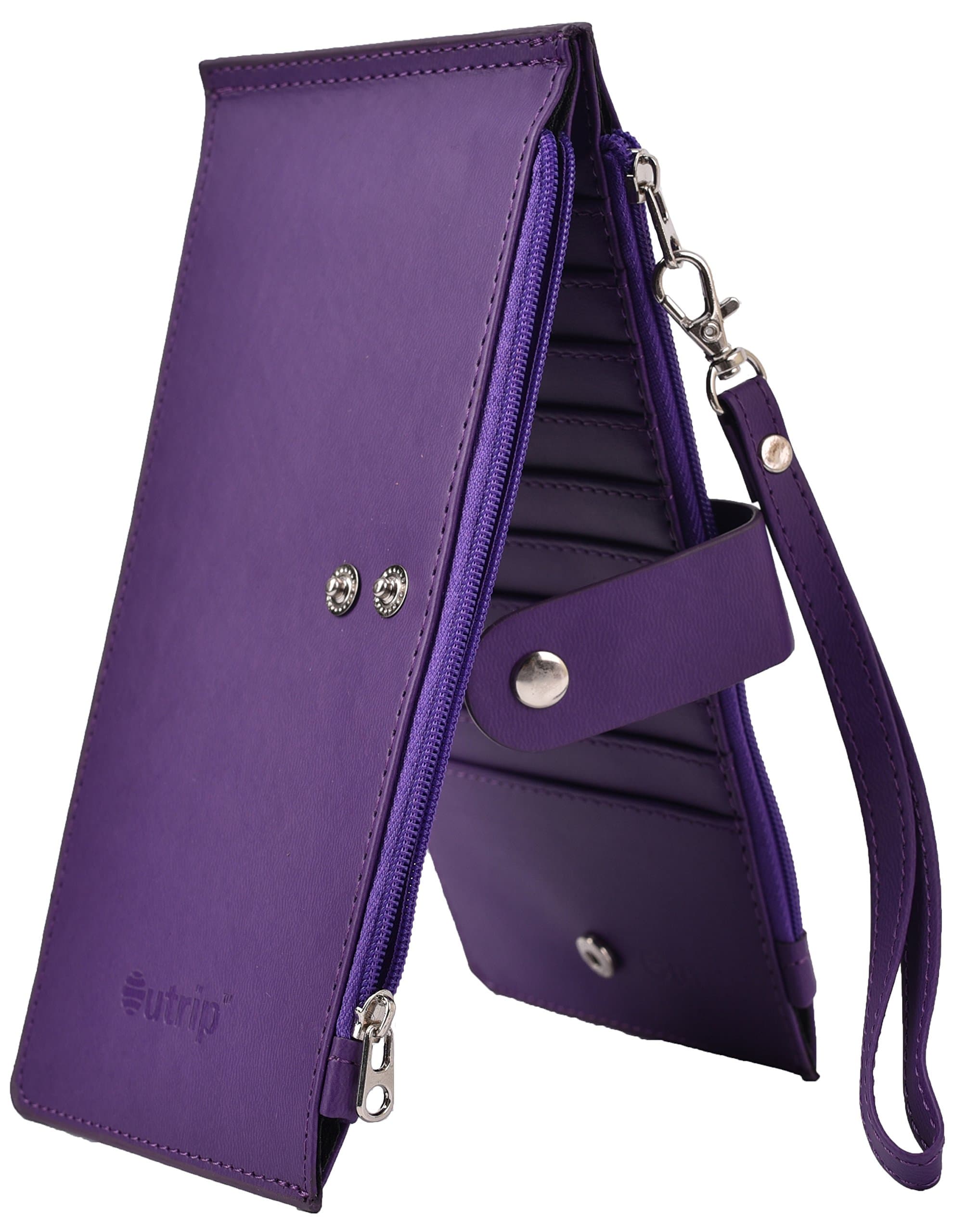 RFID Blocking Women's Leather Bifold Wallet Thin Zipper Card Holder Wallet Purse