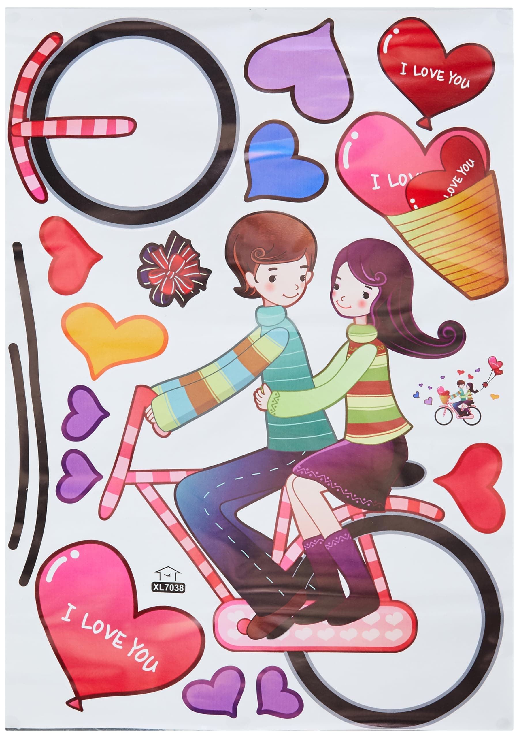 Amazon Brand - Solimo Wall Sticker for Bedroom (Love Cycle Together), Ideal Size on Wall: 100 x 80 cm PVC Vinyl, Self-Adhesive