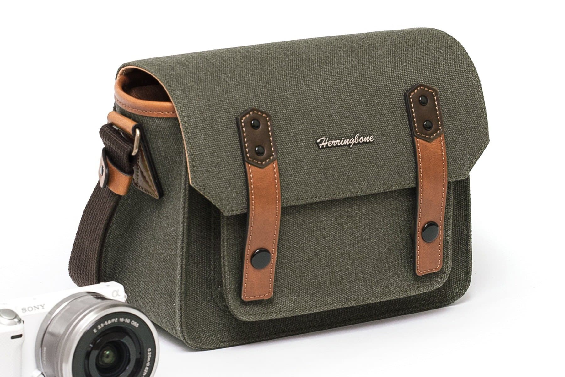 Herringbone Camera Bag DSLR Case Papas Pocket Mini Messenger Bag Season III H1162 Olive