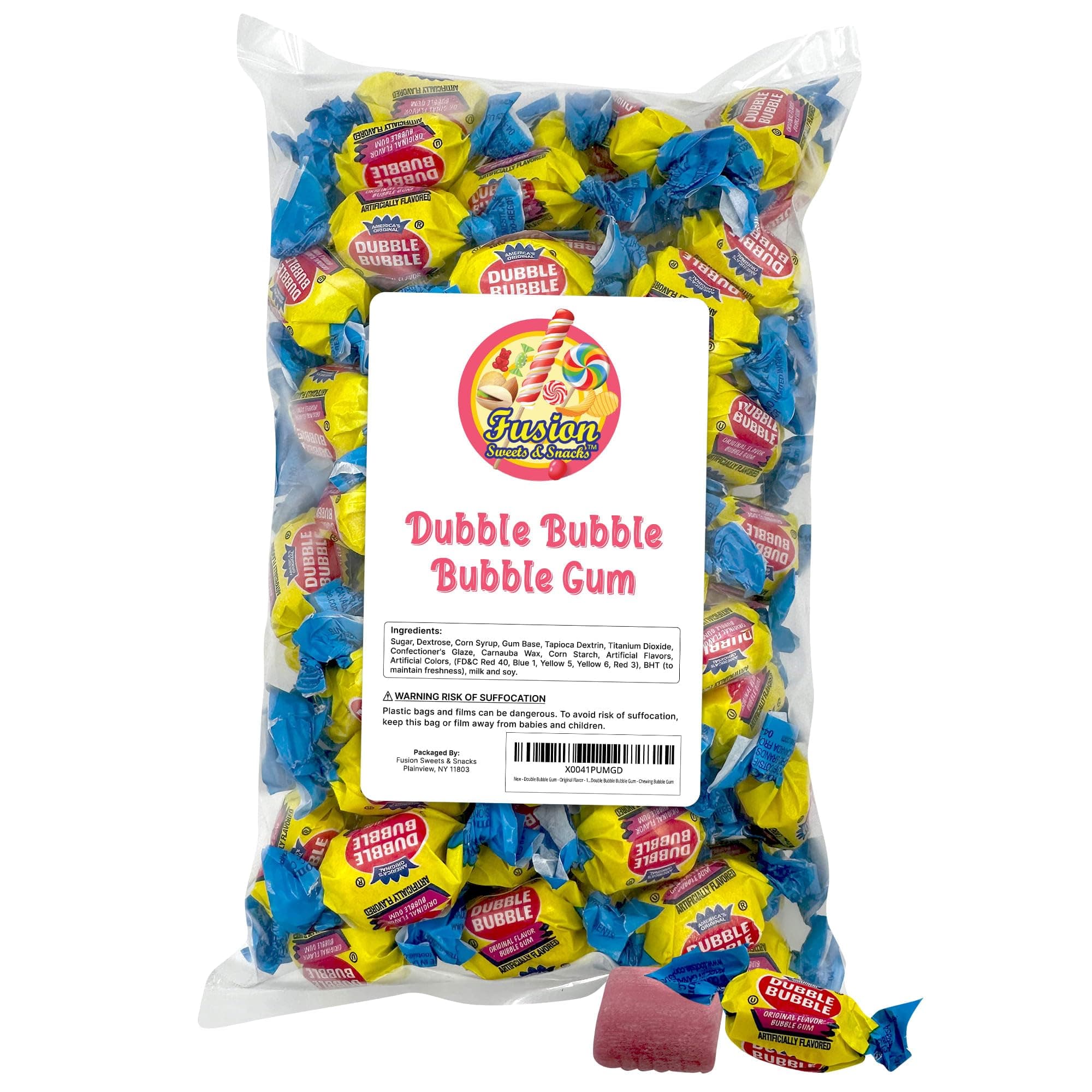 Dubble Bubble Original Flavor Gum - 1 Pound Individually Wrapped Bubble Gum - Chewing Bubble Gum