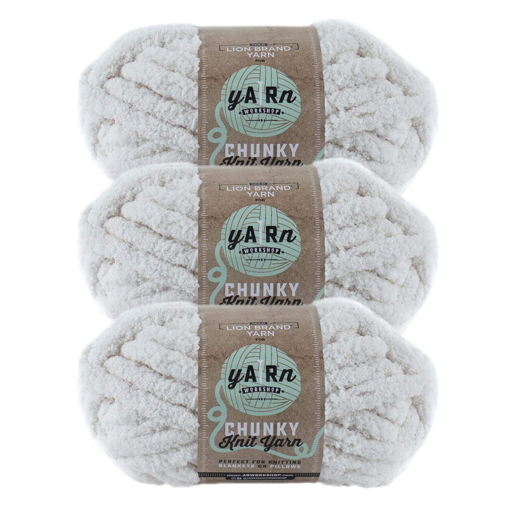 (3 Pack) Lion Brand Yarn 951-098AM AR Workshop Chunky Knit Yarn, Husk