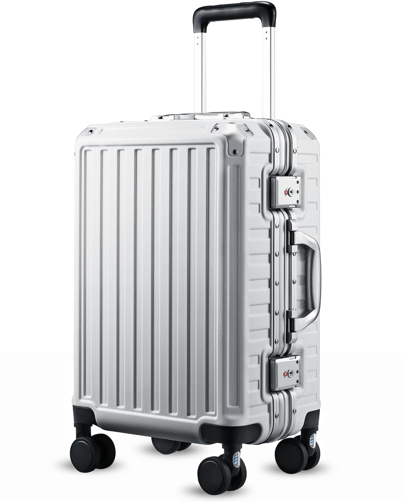 Luggage with Spinner Wheels, Polycarbonate Expandable Hard Shell Suitcase, Carry On 20 Inch, Silver