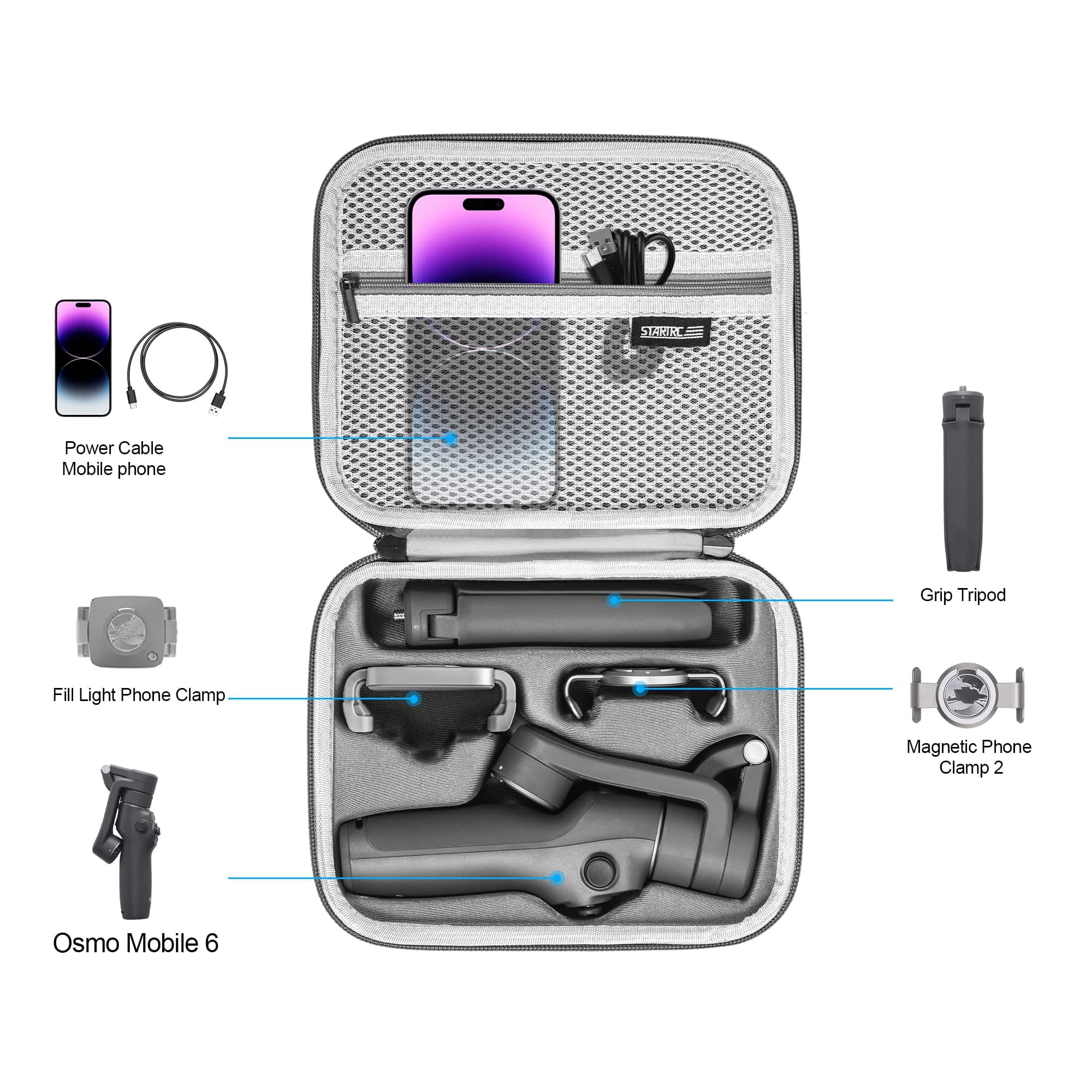 STARTRC Case Waterproof Portable Storge Shoulder Bag Travel Case for DJI OM Gimbal Stabilizer, Grey, Compact