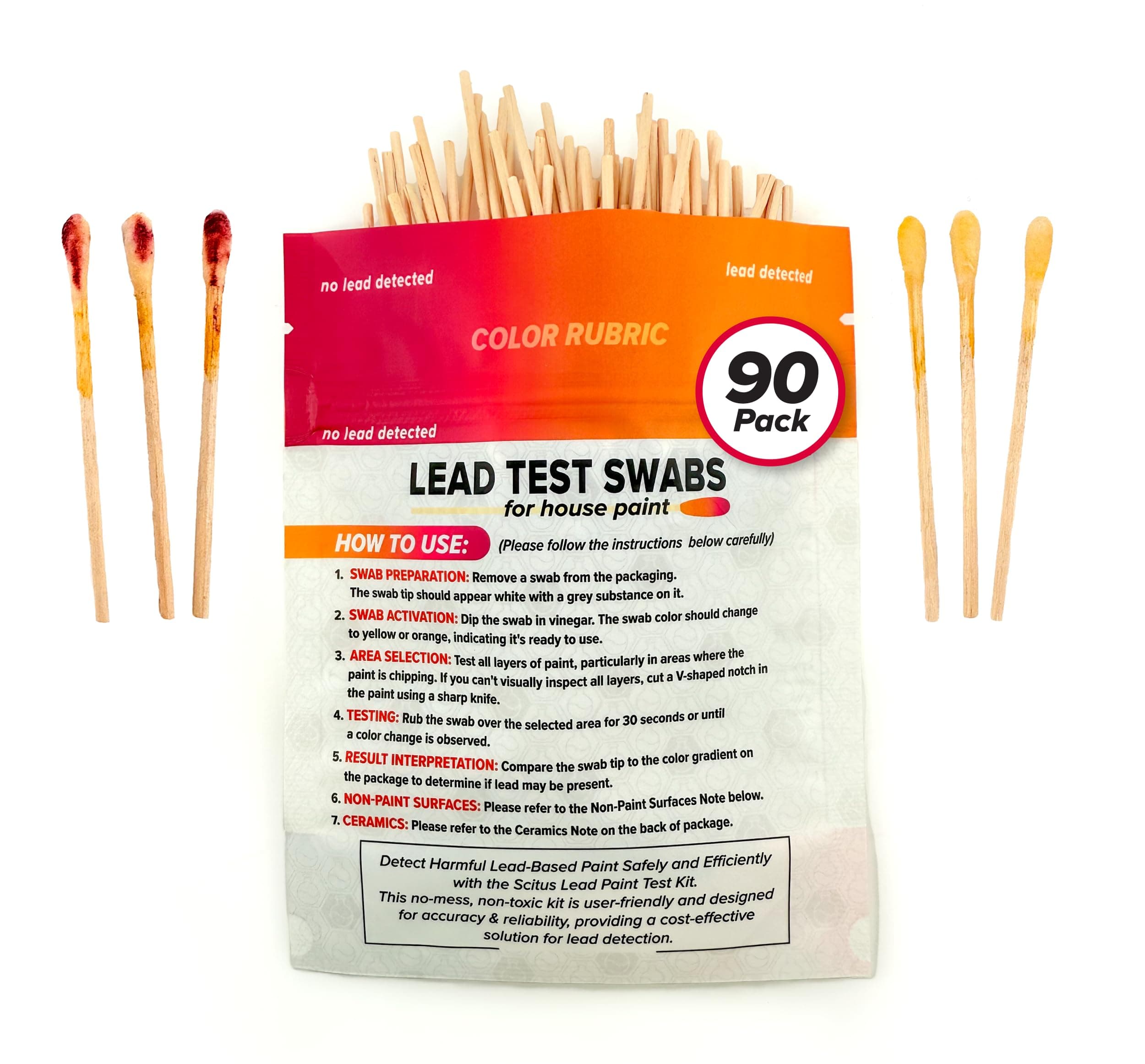 Scitus Know Understand - 90 Count Lead Test Kit for Paint, Ceramics and More - Fast, Accurate Results - Make Your Home Lead Safe - Home Lead Test Kit - Activate with Household Vinegar