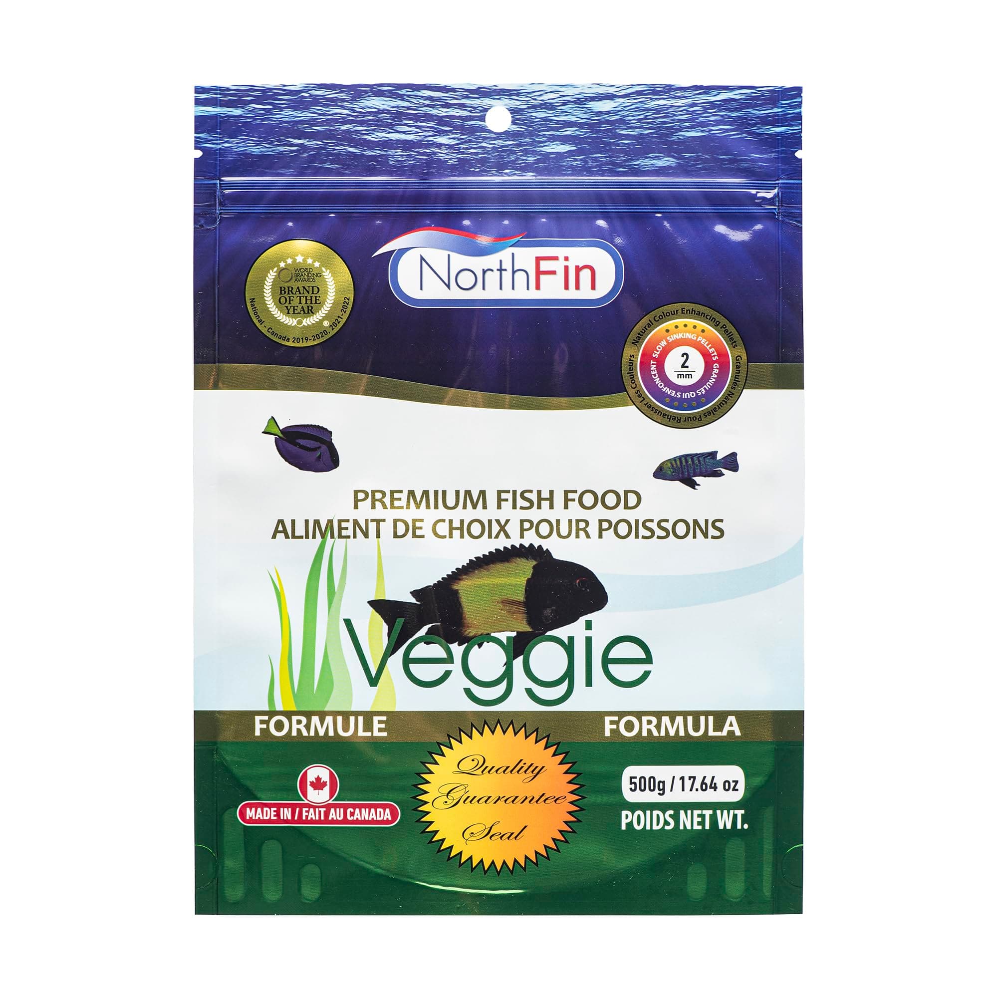 Northfin Veggie Fish Food Formula – Slow Sinking Pellets for Herbivorous Fish (2mm, 500g) | Premium Organic Kelp-Based Diet with Spirulina & Astaxanthin for Enhanced Color & Digestive Health