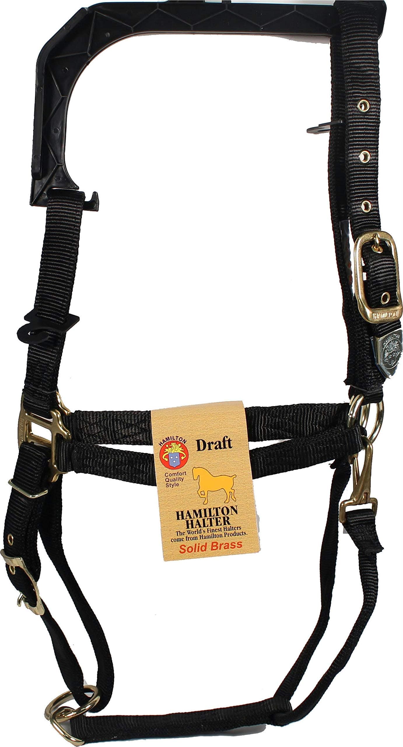 Hamilton 1-Inch Nylon Halter with Adjustable Chin, Black - Draft Horse Size