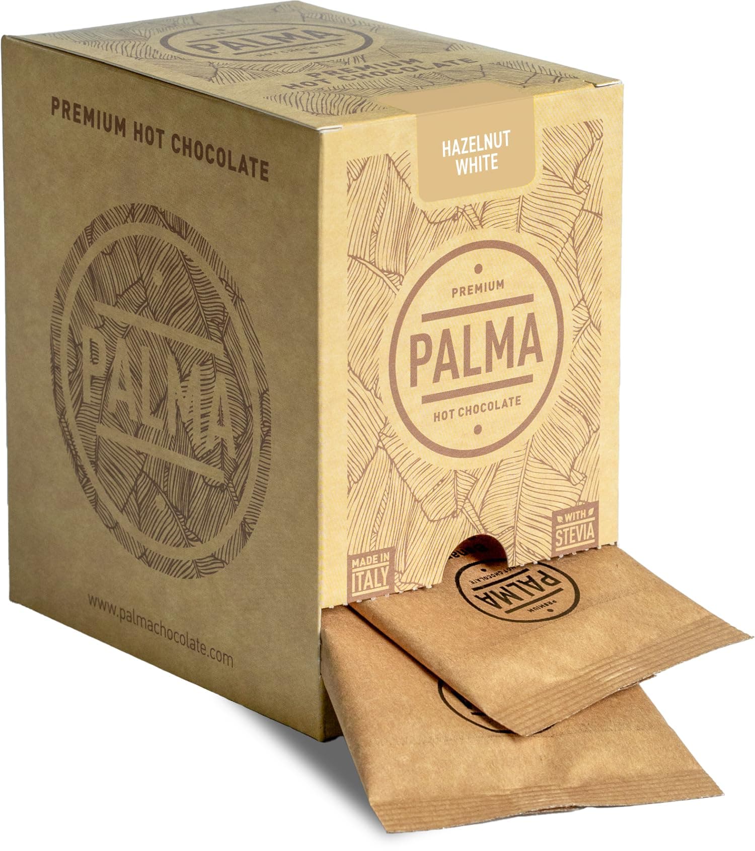 PALMA Italian Hot Chocolate Sachets - Hazelnut White Chocolate | 500g (20 Servings)