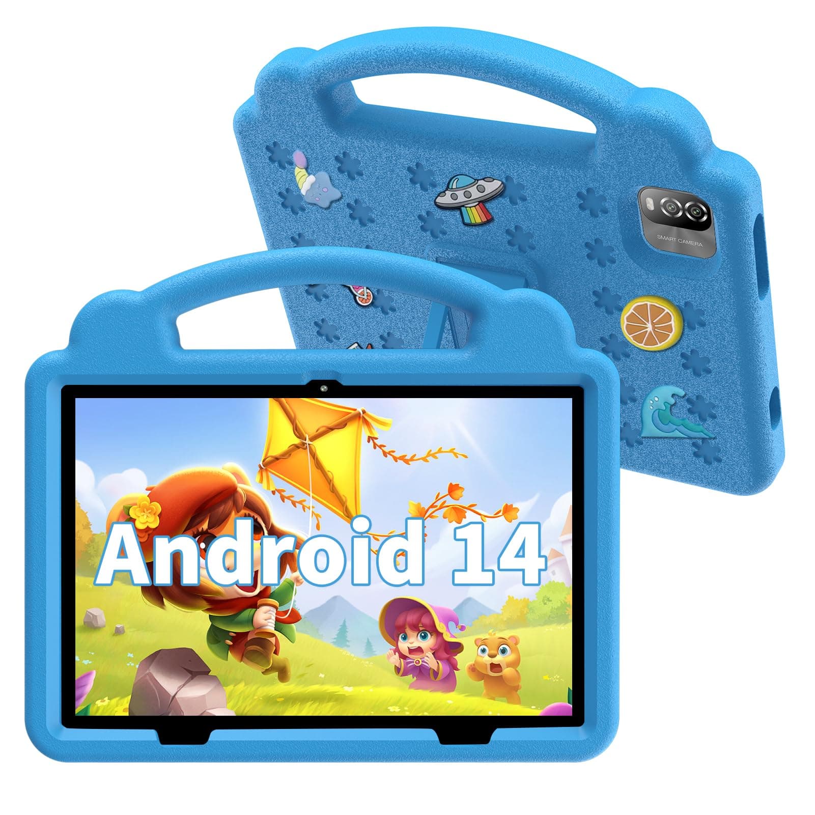 VASOUN Kids Tablet 10 Inch Android 14,6GB RAM 64GB ROM (1TB TF), Tablets for Kid with Parental Control,WiFi, Bluetooth,6000 mAh,Pre-installed Apps,Tablet with Dual Camera-Blue
