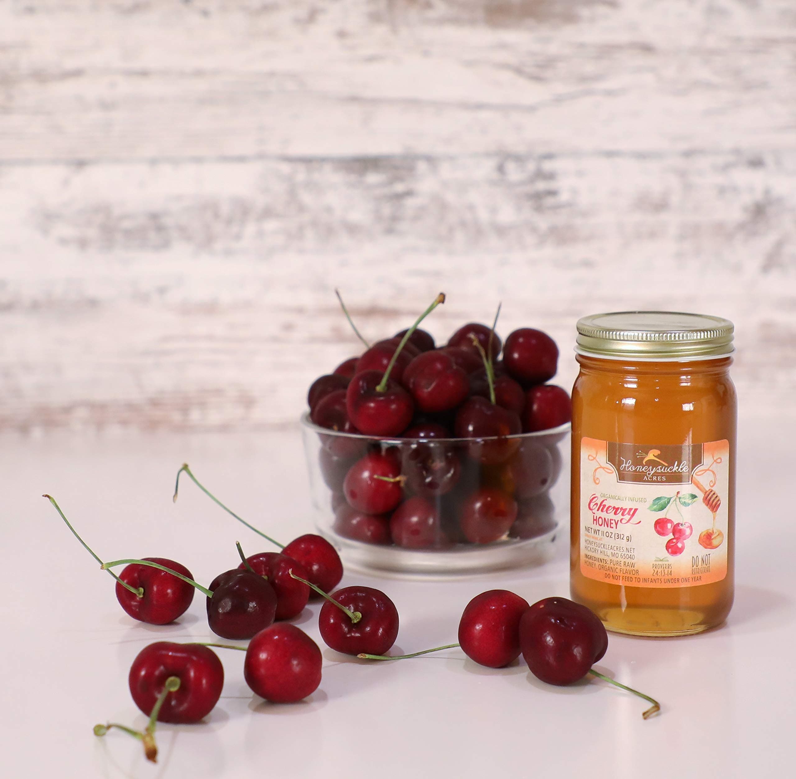 Cherry Honey - Organically Flavored - Glass Jar (Net Wt 11 Oz)