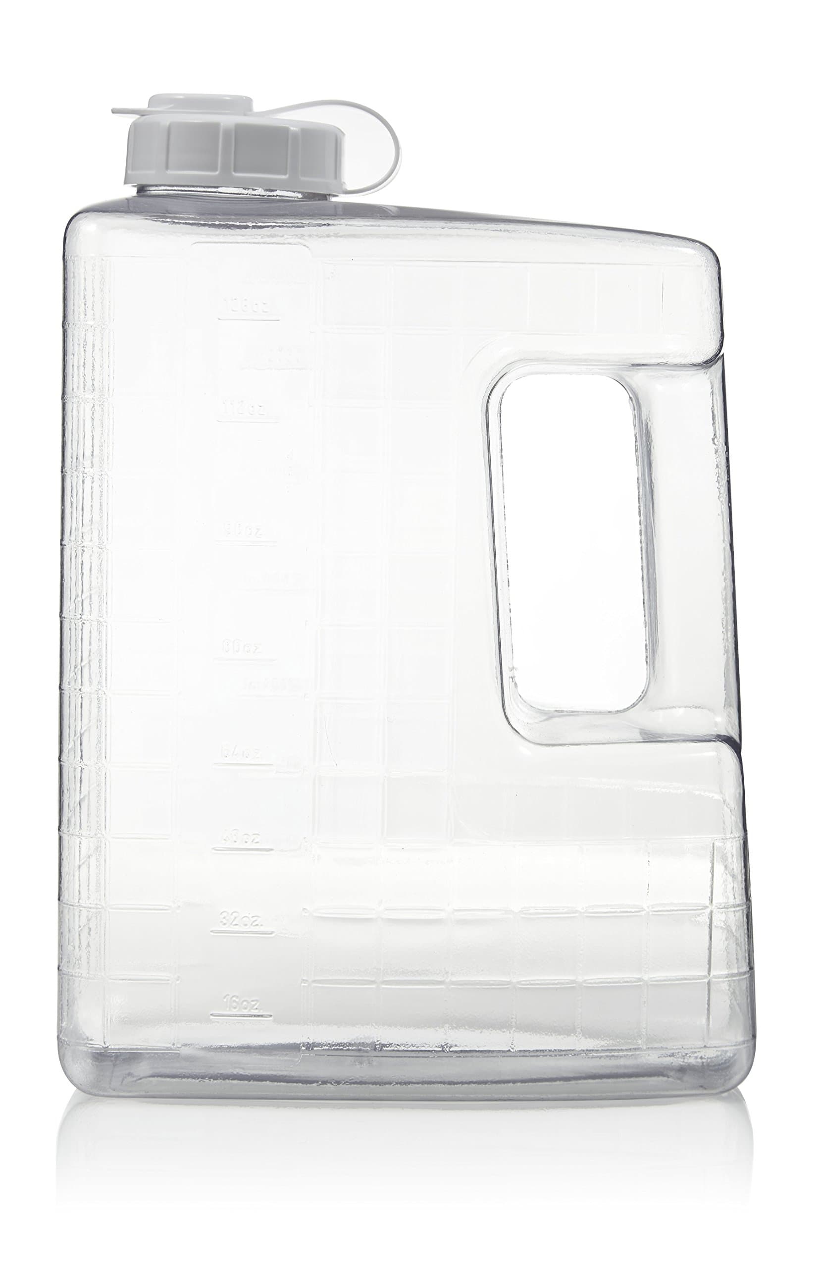 Arrow Home Products 1 Gallon Jug for Cold Drinks - Clear View Plastic Refrigerator Bottle w/Cap, Easy-Pour Spout & Graduated Markings - Made in USA, BPA Free - Ideal for Water, Iced Tea, Juice, Milk