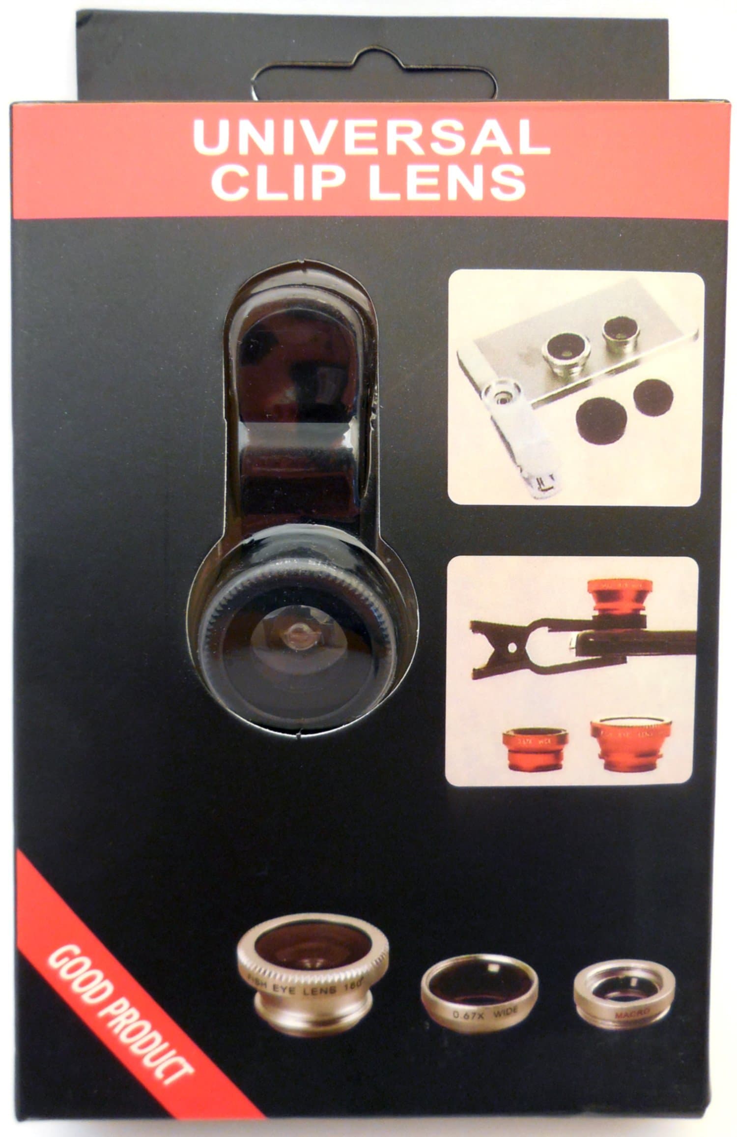 Clip Lens for iPhone 6, 5, 5s, 5c, 4, Samsug. 3 Lens, Macro, Wide, and Fish Eye.