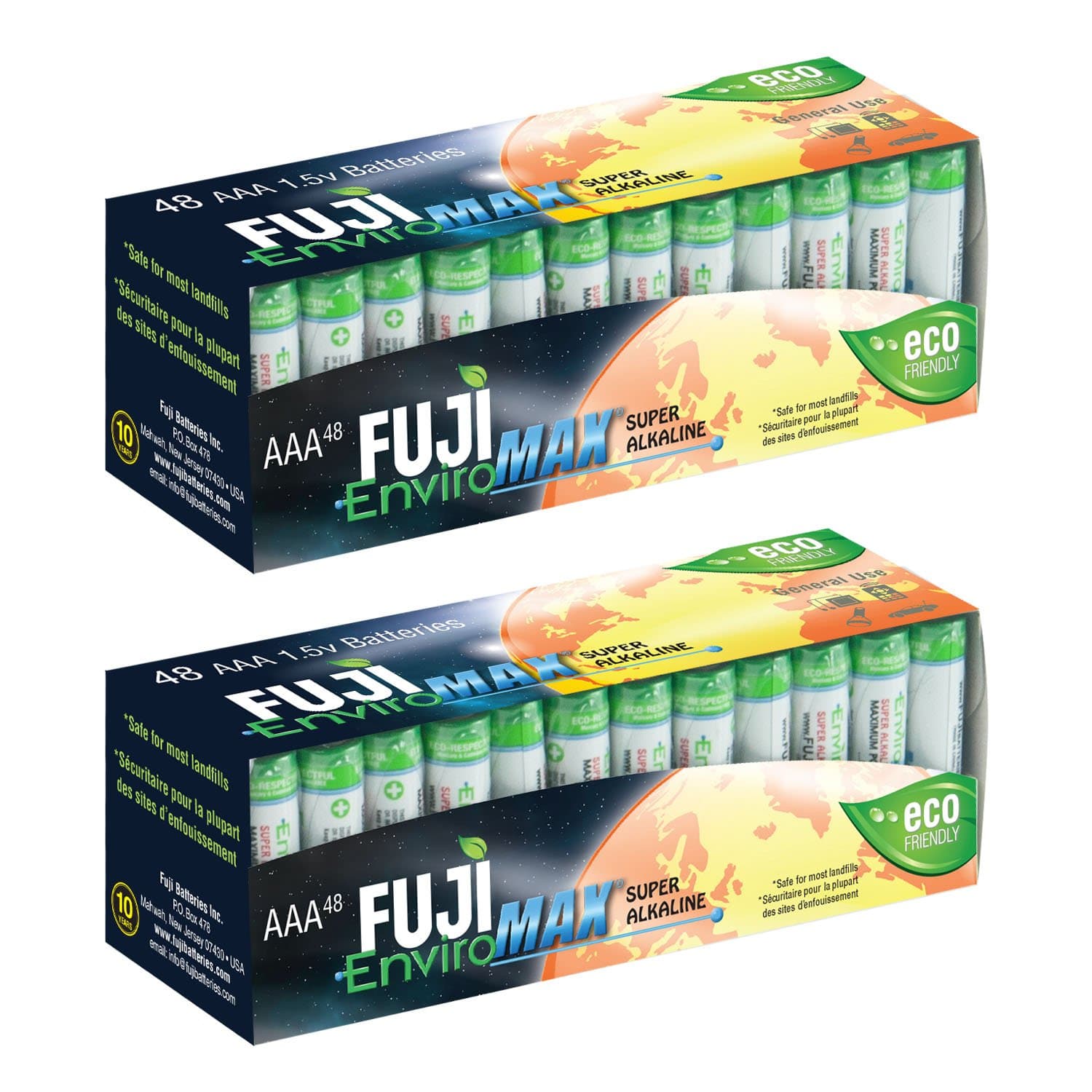 Fuji EnviroMAX Super Alkaline AAA Batteries 96 Pack, Long Lasting, Mercury-Free Batteries Business & Home Use (Pack of 96 AAA)
